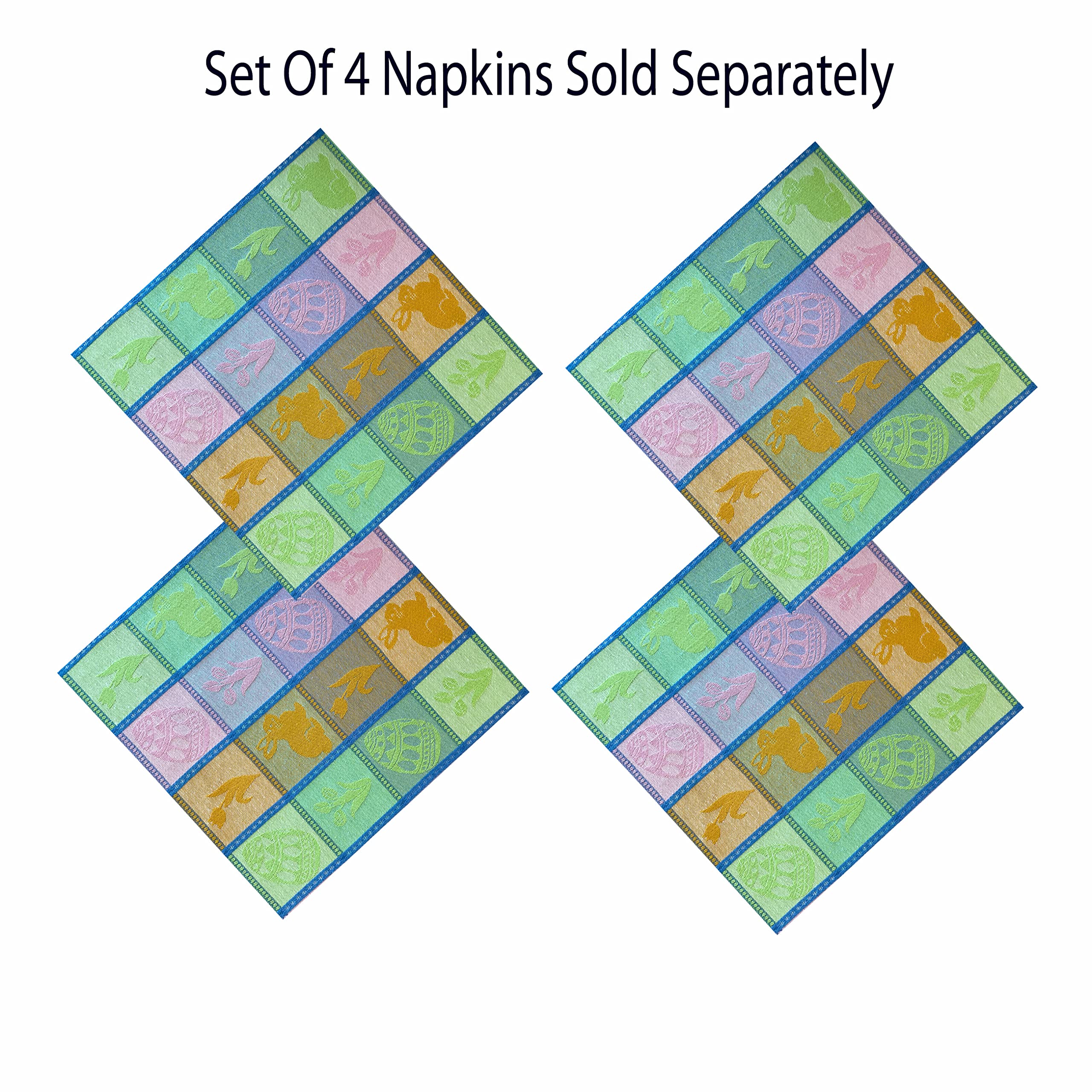 Home Bargains Plus Bunny Jubilee Easter Patchwork Woven Plaid Cotton Tablecloth, Pastel Easter Egg and Floral Plaid Woven Spring Fabric Tablecloth, 70” Round - Image 4