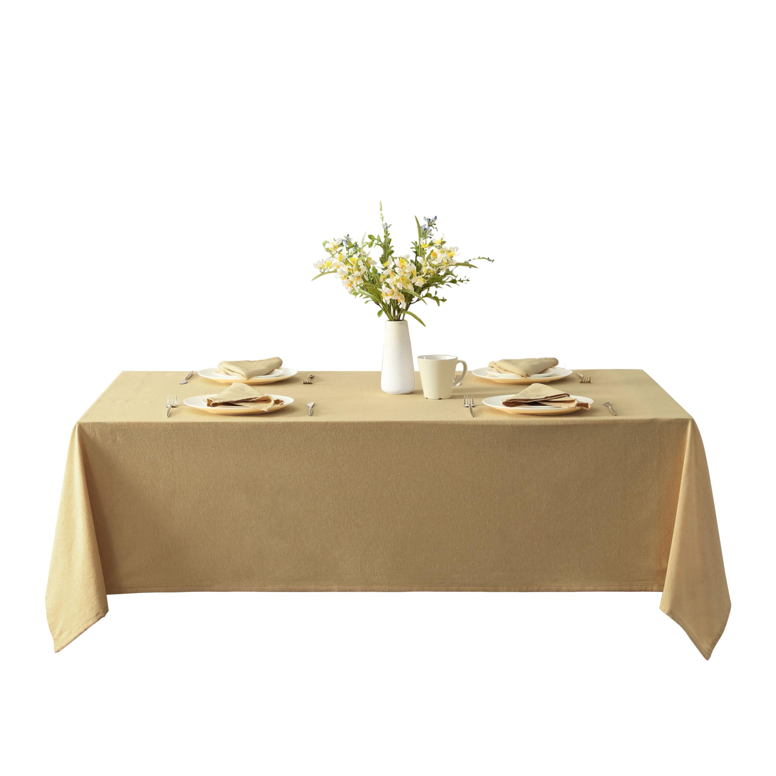 Home Bargains Plus Charleston Beige 52 x 70 inch Rectangle Fabric Tablecloth, Cotton Table Cover for Indoor Outdoor Dining, Machine Washable Solid Color Tablecloths for Everyday Use - Image 8