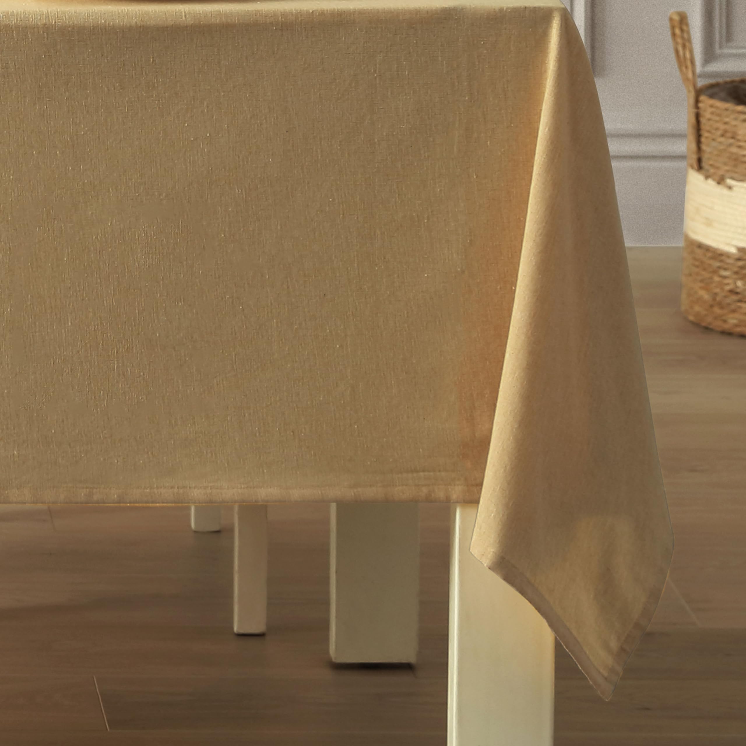 Home Bargains Plus Charleston Beige 52 x 70 inch Rectangle Fabric Tablecloth, Cotton Table Cover for Indoor Outdoor Dining, Machine Washable Solid Color Tablecloths for Everyday Use - Image 9