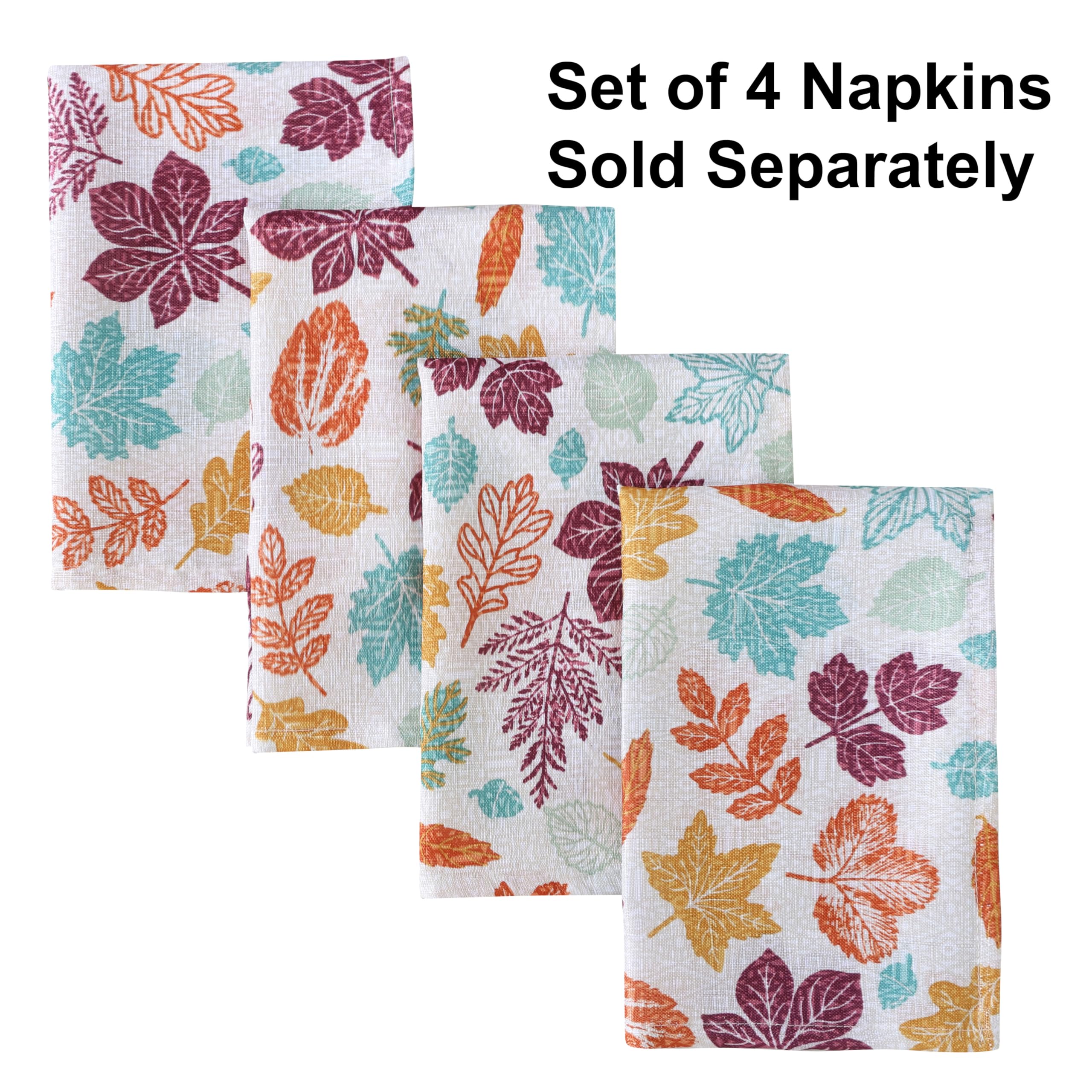 Home Bargains Plus Cranston Blue Leaves Fabric Tablecloth, 70 Inch Round, Multicolor Botanical Leaf Print, Easy Care Fabric Dining Table Cover - Image 8