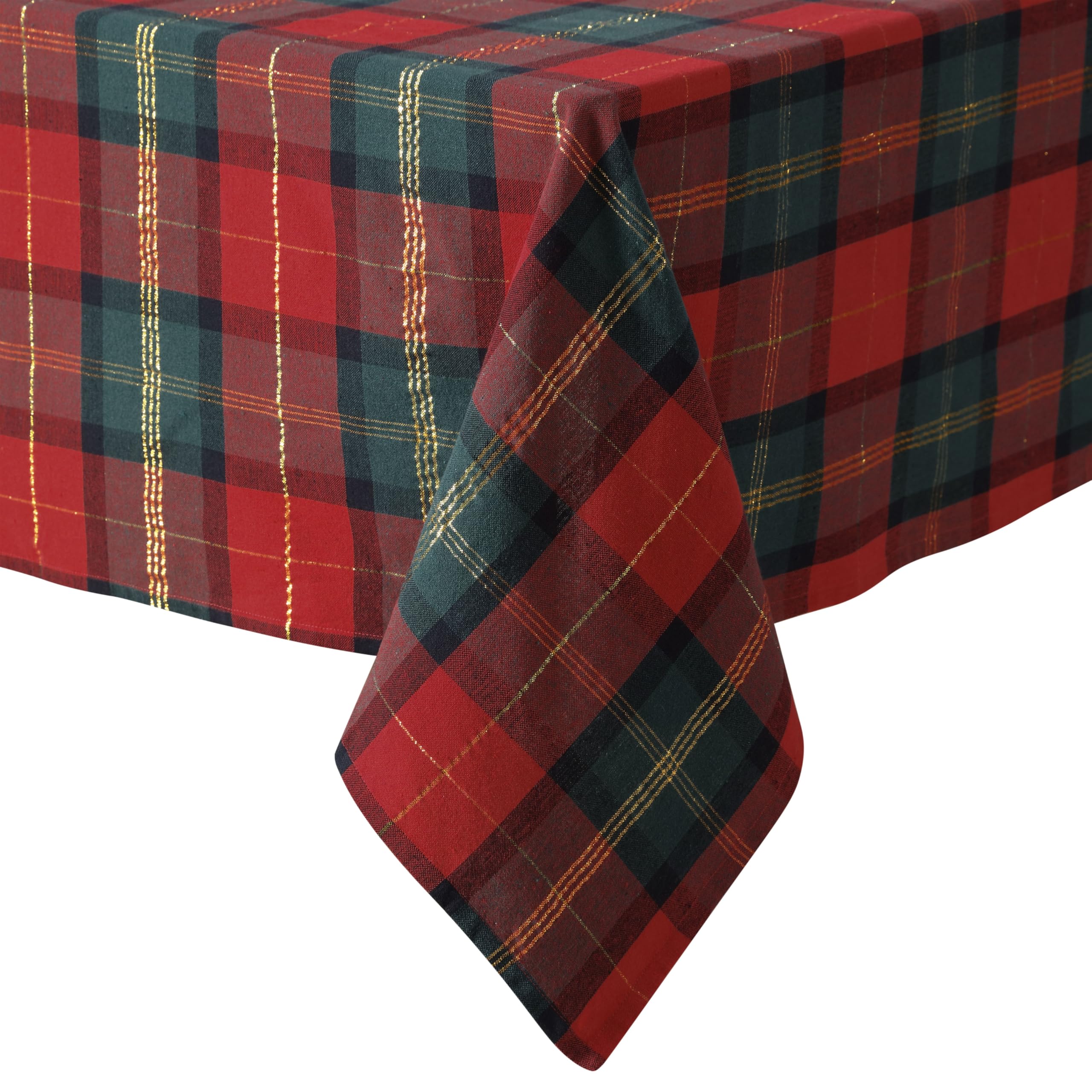 Home Bargains Plus Dancer Plaid Fabric Tablecloth, 52 x 70 Inch Rectangle, Red and Green Holiday Check Pattern, 100% Cotton Blend Christmas Table Cover for Festive Dining and Seasonal Decor - Image 7
