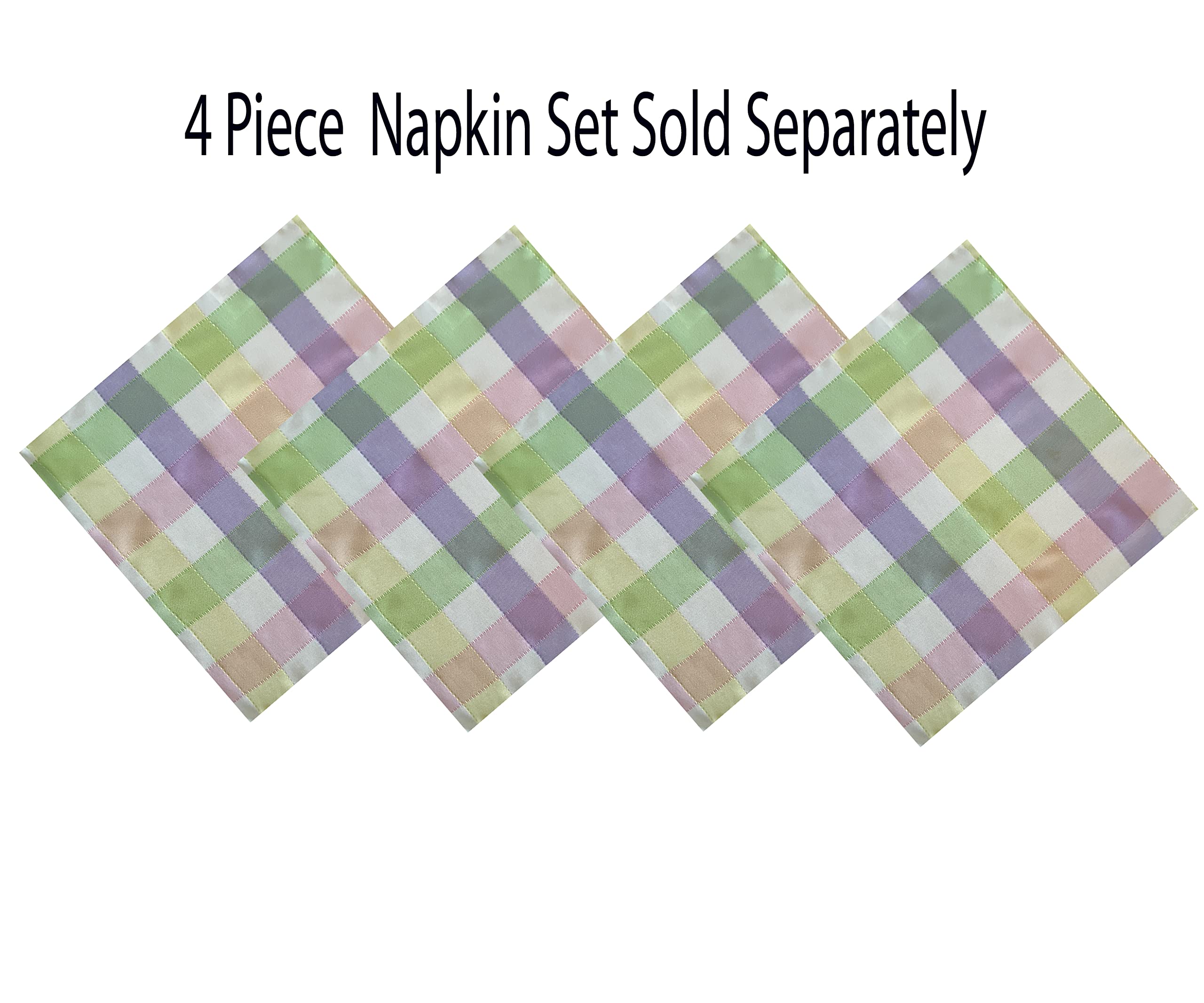 Home Bargains Plus Easter Fiona Plaid Round Fabric Tablecloth, 70 Inch, Indoor Outdoor Stain and Wrinkle Resistant Fabric Table Cloth for Holiday Parties, Yellow Purple Green Pastel Plaid - Image 4