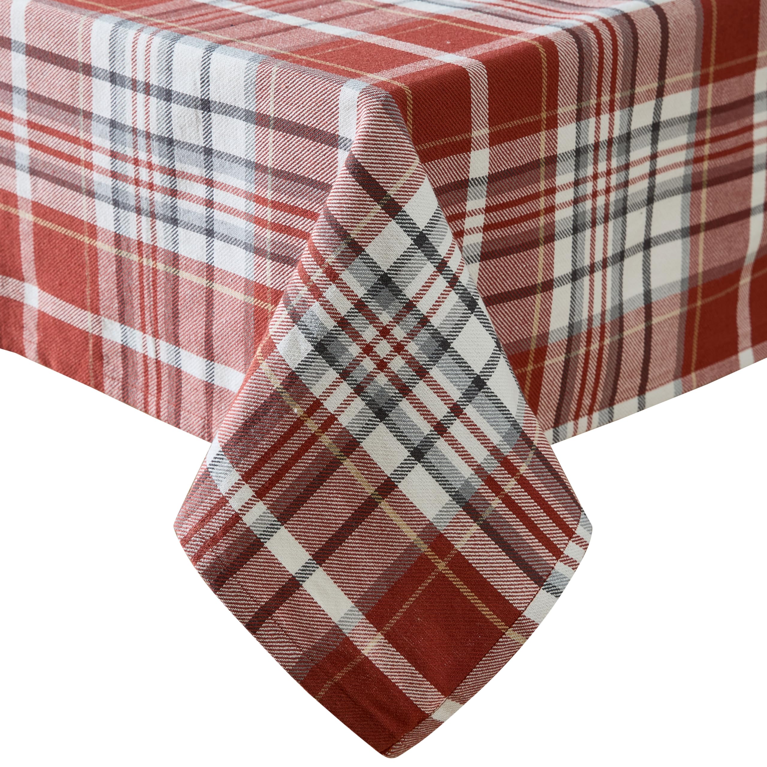 Home Bargains Plus Felix Red Plaid Fabric Tablecloth, 52 x 70 Inch Rectangle, Classic Woven Gingham Check, Easy Care Cotton Blend Lodge Dining Table Cover - Image 9