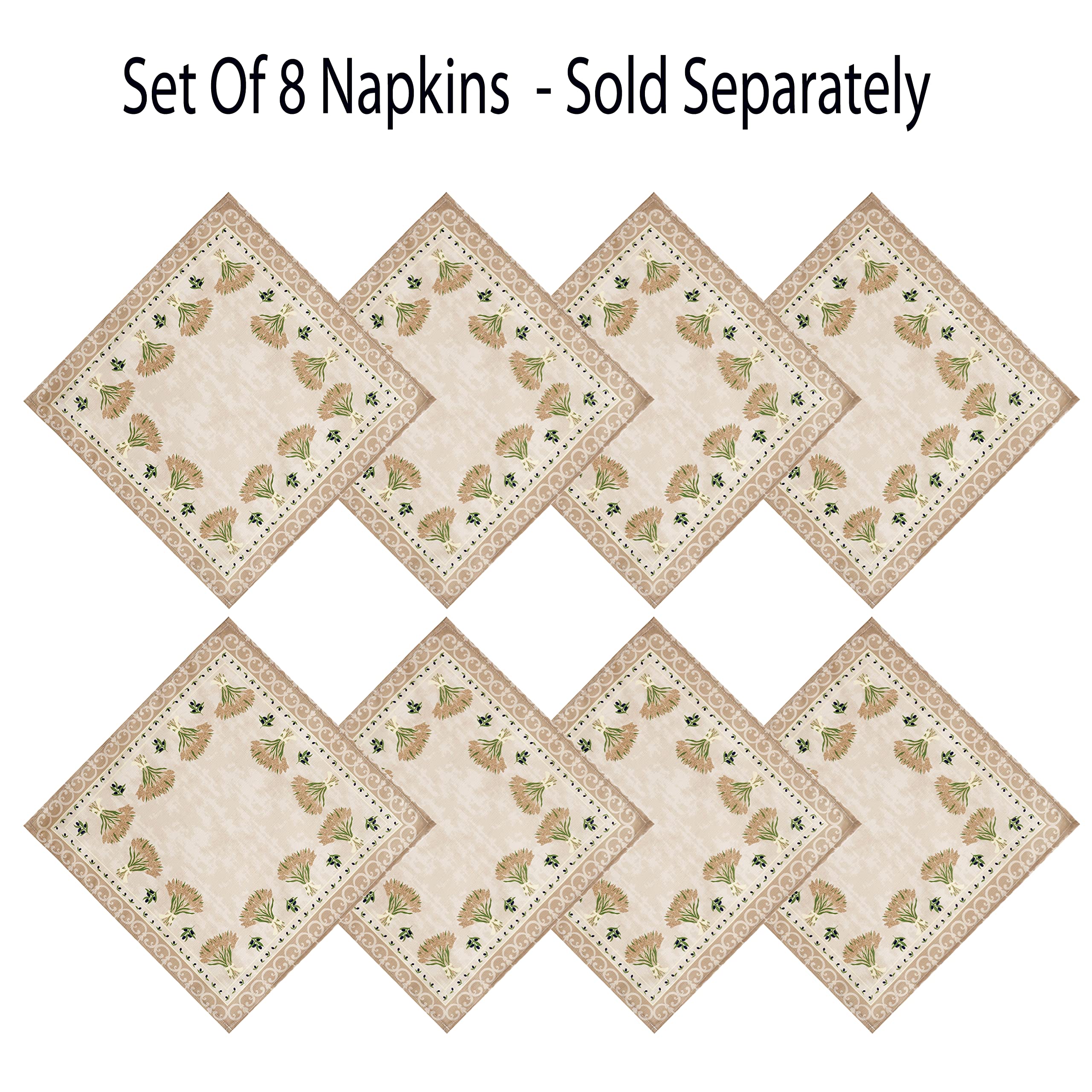 Home Bargains Plus Rectangle Fabric Placemats, Set of 4 Placemats, Wheat and Olives Print, Indoor Outdoor Stain and Water Resistant Fabric Placemats, Provence French Country - Image 4