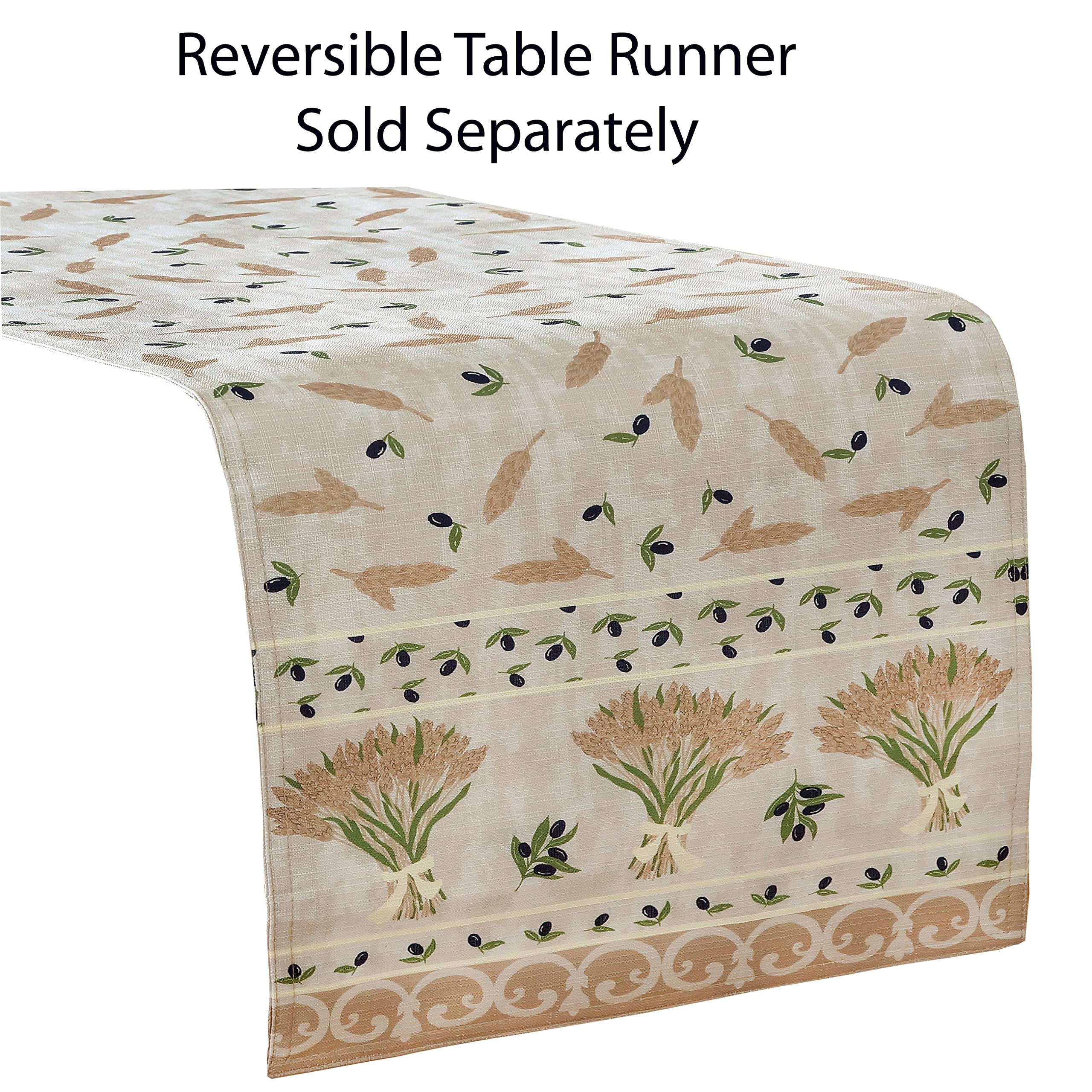 Home Bargains Plus Rectangle Fabric Placemats, Set of 4 Placemats, Wheat and Olives Print, Indoor Outdoor Stain and Water Resistant Fabric Placemats, Provence French Country - Image 6