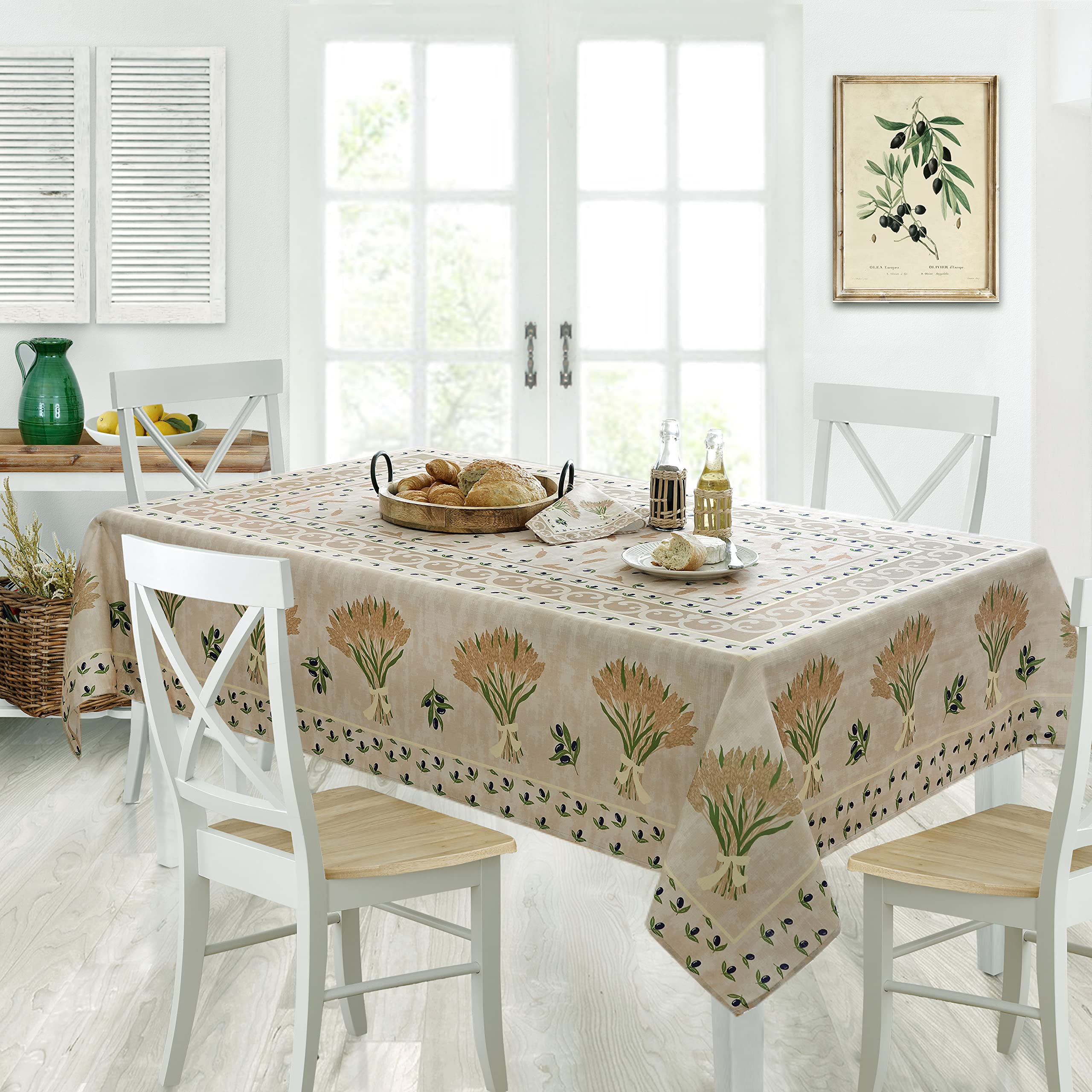 Home Bargains Plus Rectangle Fabric Placemats, Set of 4 Placemats, Wheat and Olives Print, Indoor Outdoor Stain and Water Resistant Fabric Placemats, Provence French Country - Image 7
