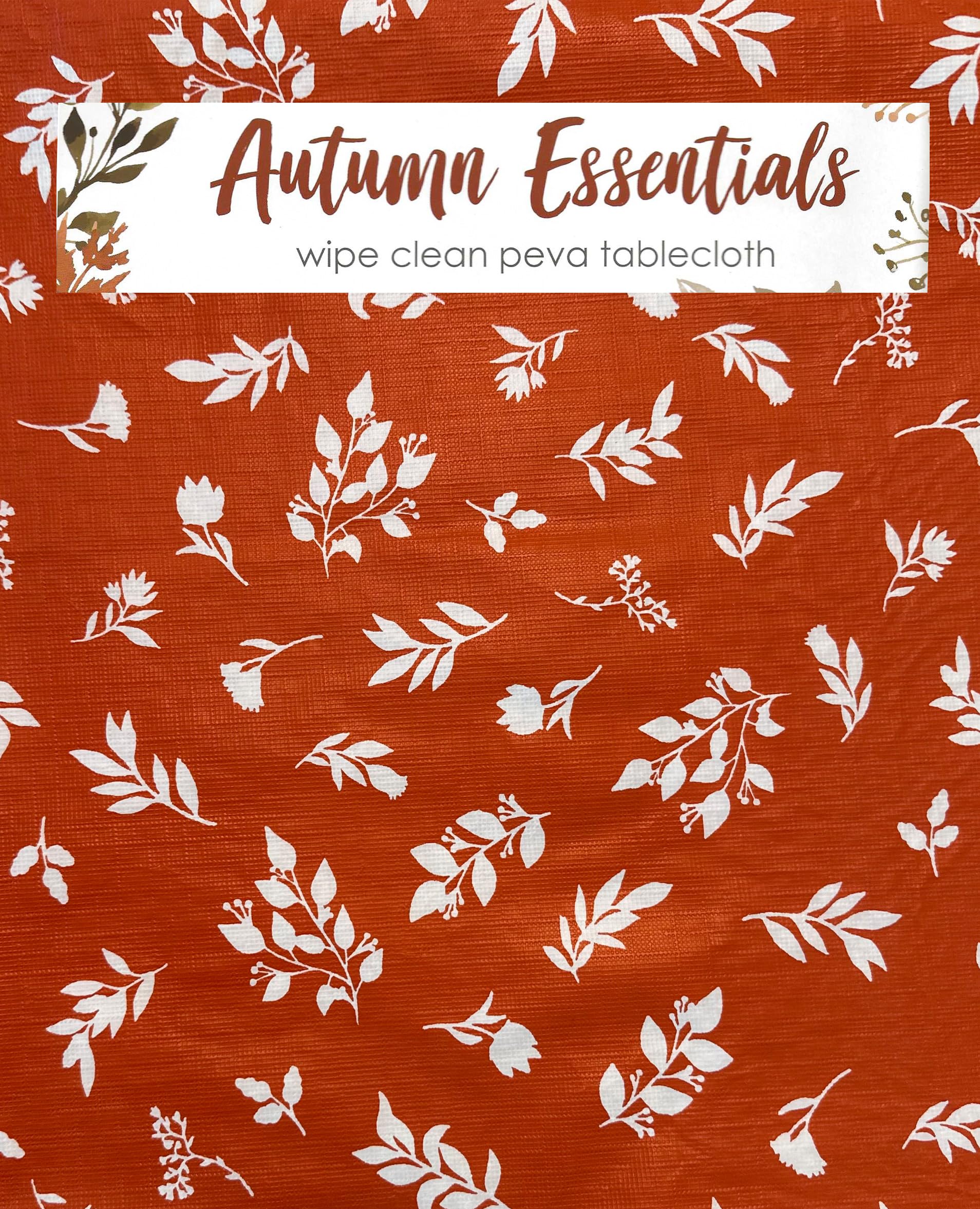 Home Bargains Plus Rust Leaf Tablecloth with Flannel Backing, 52 x 52 Inch Square, Leaf Print PEVA Easy Care Non-Toxic Table Cover - Image 4