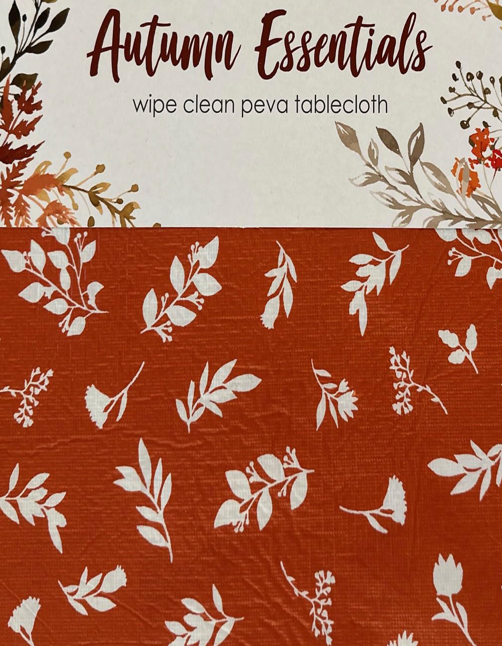 Home Bargains Plus Rust Leaf Tablecloth with Flannel Backing, 52 x 52 Inch Square, Leaf Print PEVA Easy Care Non-Toxic Table Cover - Image 6