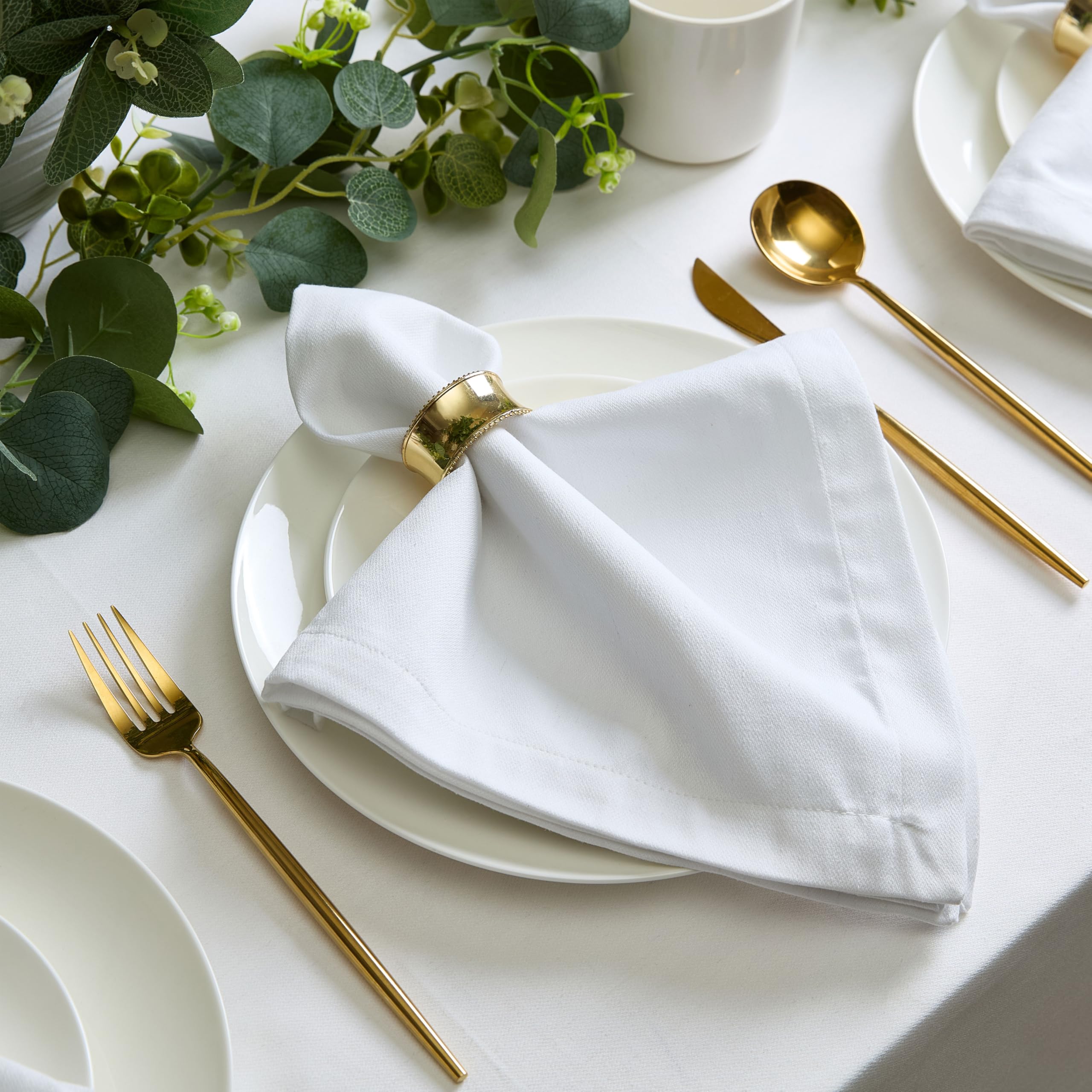 Hotel Butler Service White Tablecloth – 70 x 90 Inch Rectangle, 100% Pre-Shrunk Cotton Fabric Table Cover with Mitered Corners and 1-Inch Hem, Solid Color Table Linen for Indoor/Outdoor Dining - Image 5