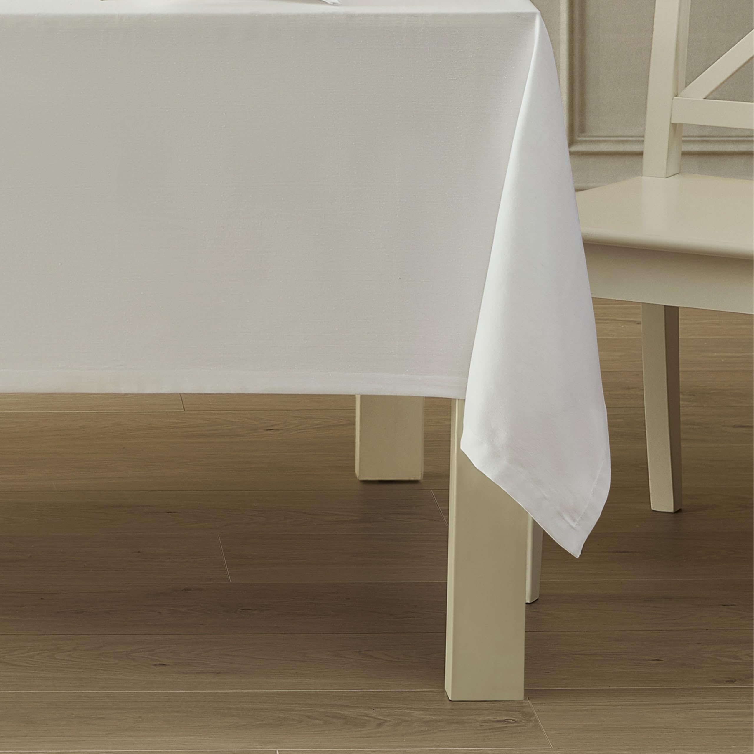 Hotel Butler Service White Tablecloth – 70 x 90 Inch Rectangle, 100% Pre-Shrunk Cotton Fabric Table Cover with Mitered Corners and 1-Inch Hem, Solid Color Table Linen for Indoor/Outdoor Dining - Image 6