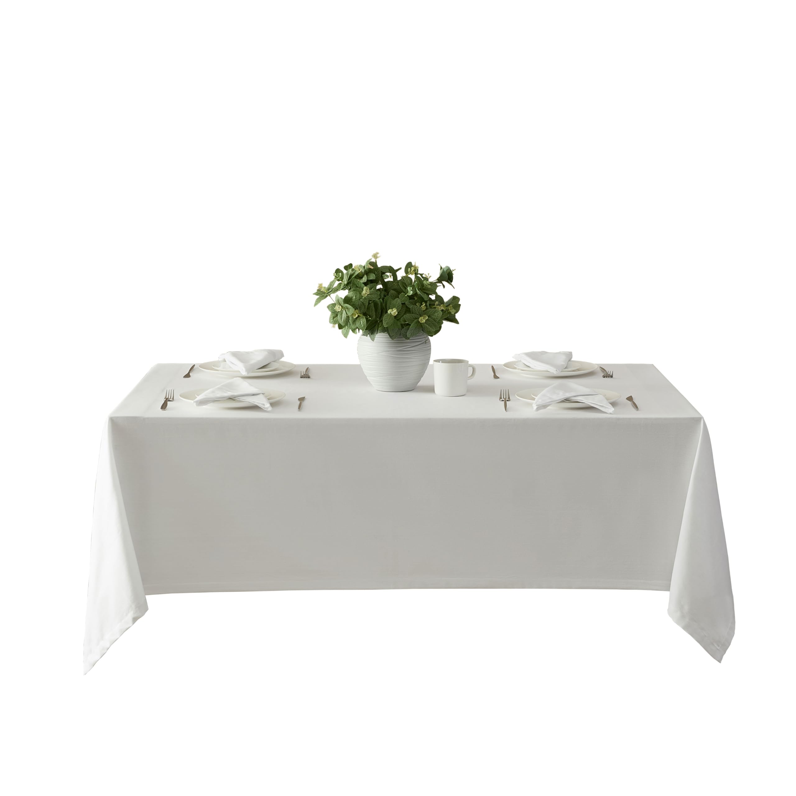 Hotel Butler Service White Tablecloth – 70 x 90 Inch Rectangle, 100% Pre-Shrunk Cotton Fabric Table Cover with Mitered Corners and 1-Inch Hem, Solid Color Table Linen for Indoor/Outdoor Dining - Image 8