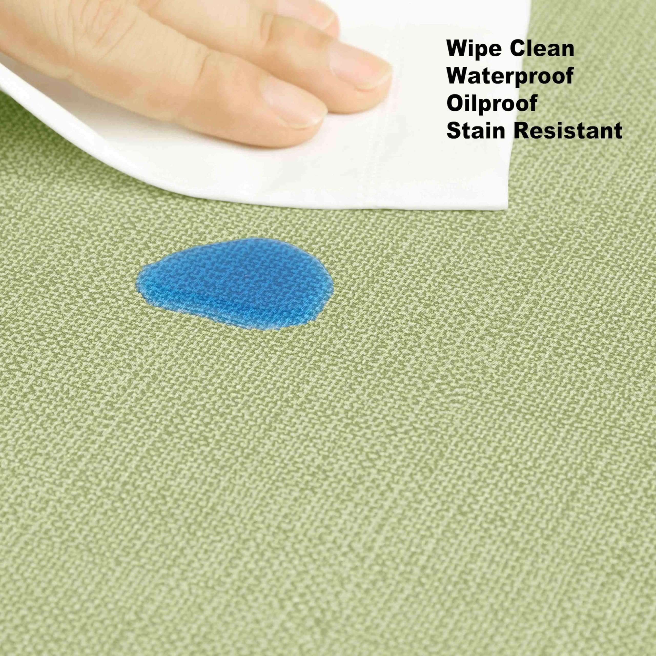 Lintex Cafe Hotel Linen Look Vinyl Flannel Backed Tablecloth, Heavyweight 4 Gauge, 52 x 70 Inch Rectangle, Celery Green Indoor Outdoor Waterproof Wipe Clean Table Cover - Image 7