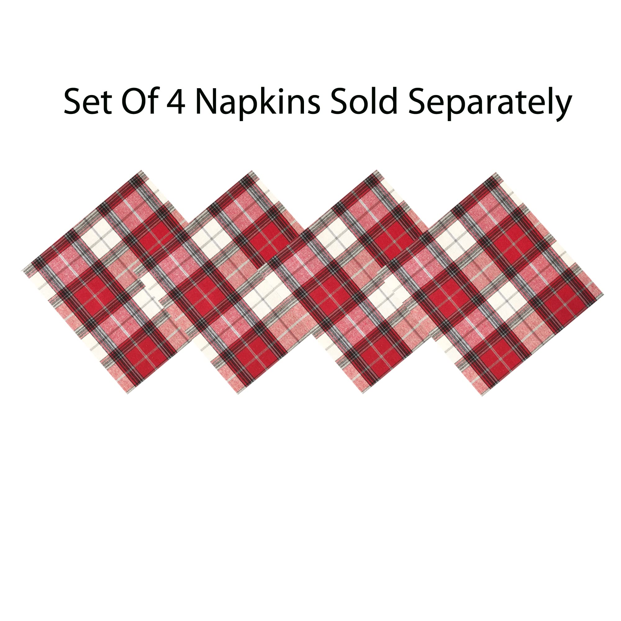 Lintex Christmas Holiday Comfy Cottage Plaid Cotton Fabric Napkins, Red Black Metallic Silver Tartan, Easy Care Festive Dining Decor, Set of 4 Napkins - Image 3