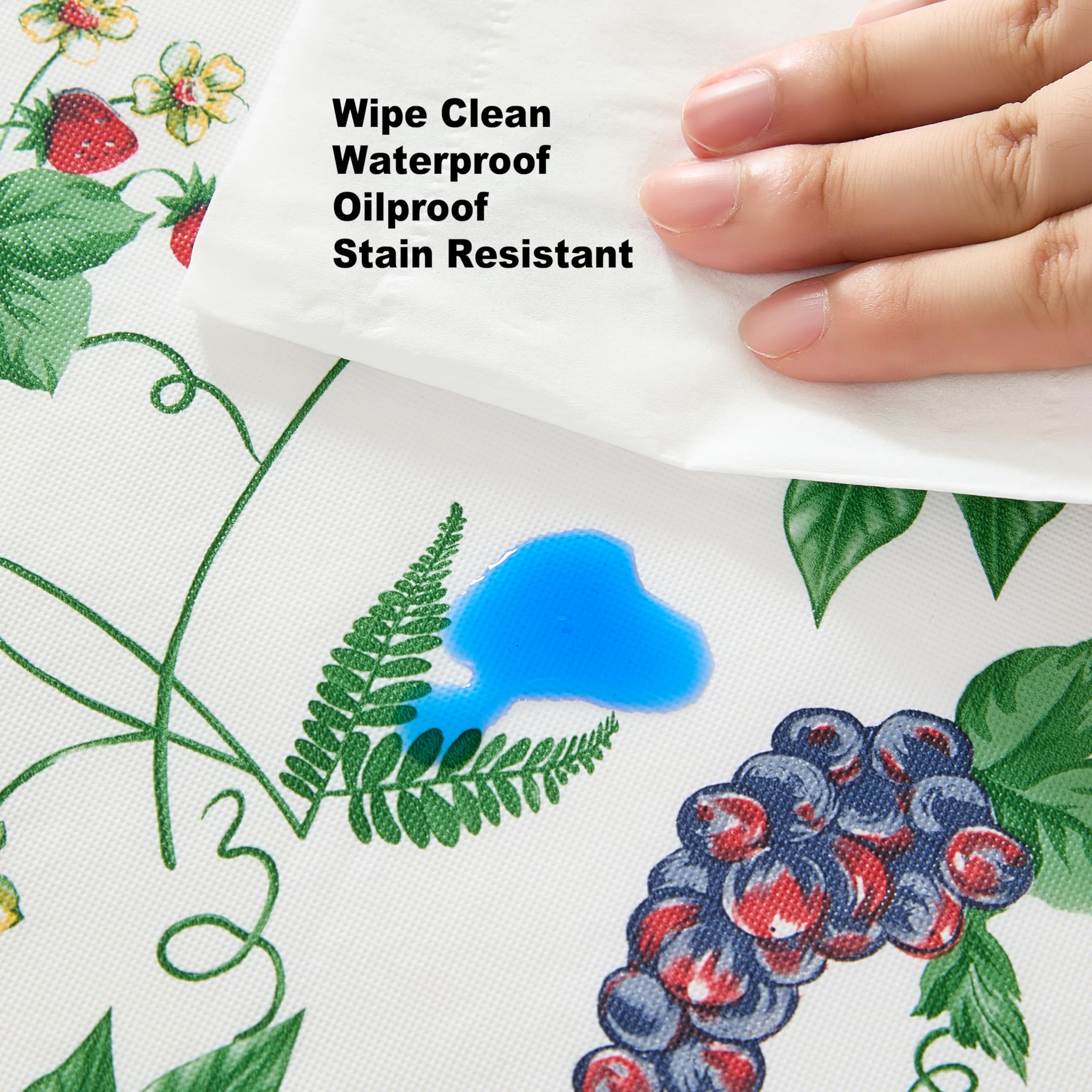 Lintex English Berry Garden Heavy 4 Gauge Vinyl Flannel Backed Tablecloth, Strawberry Garden Floral Indoor/Outdoor Wipe Clean Picnic, Kitchen, Dining Room Tablecloth - 60” x 84” Oblong/Rectangle - Image 5