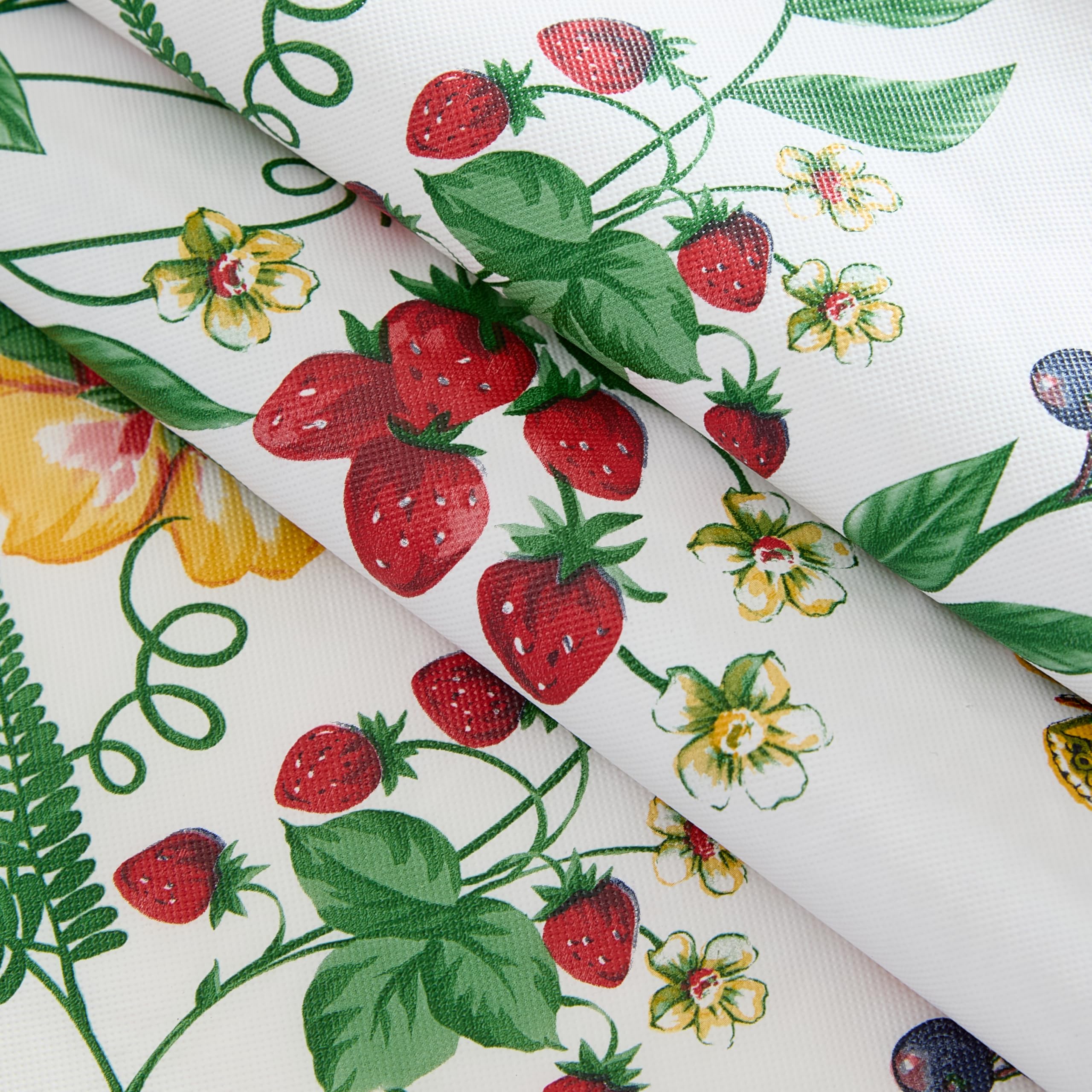 Lintex English Berry Garden Heavy 4 Gauge Vinyl Flannel Backed Tablecloth, Strawberry Garden Floral Indoor/Outdoor Wipe Clean Picnic, Kitchen, Dining Room Tablecloth - 60” x 84” Oblong/Rectangle - Image 6