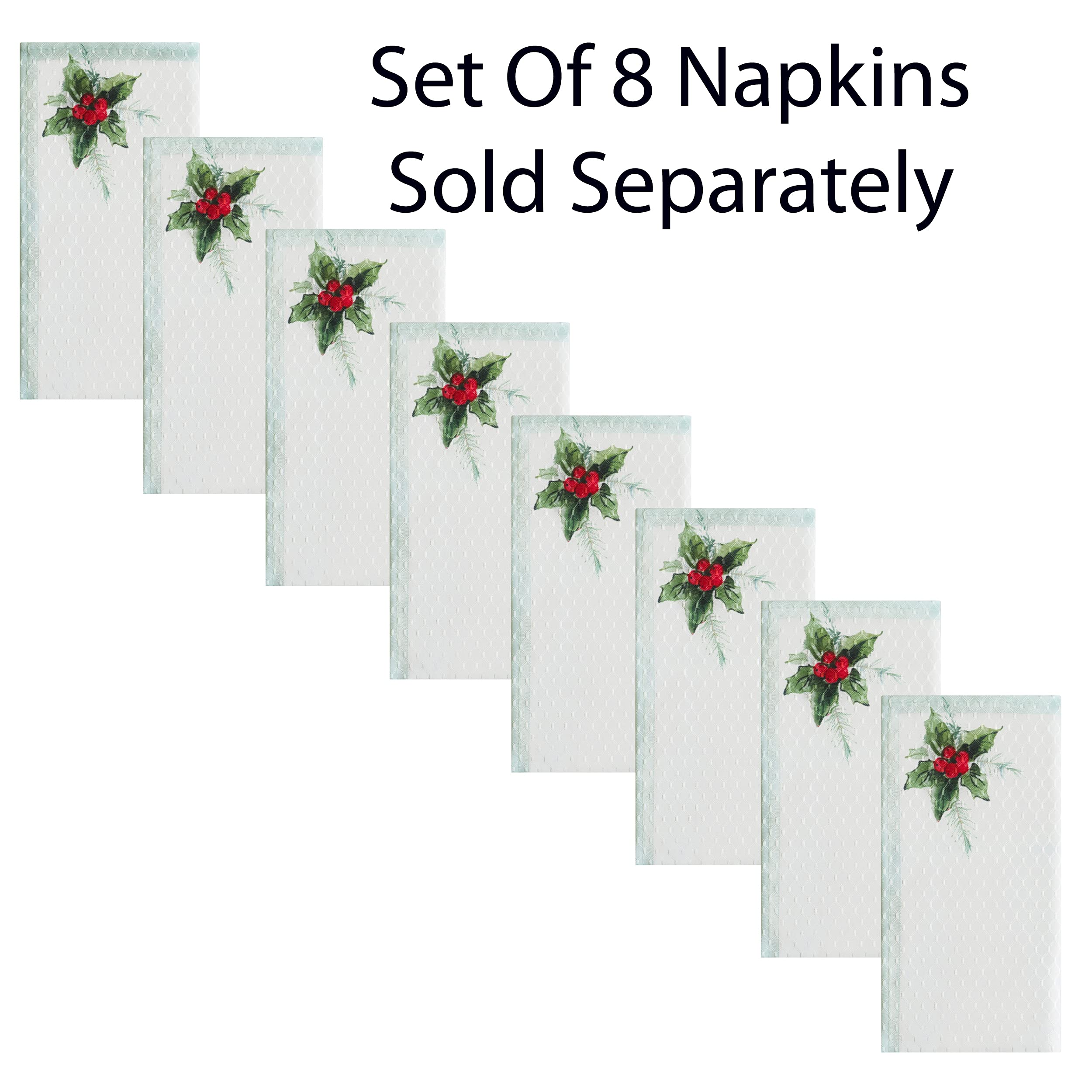 Lintex Holly Bough Stonewashed Border Christmas Tablecloth, 52 x 52 Inch Square, Poinsettia and Holly Sprig Sage Bordered Holiday Easy Care Fabric Table Cover - Image 8