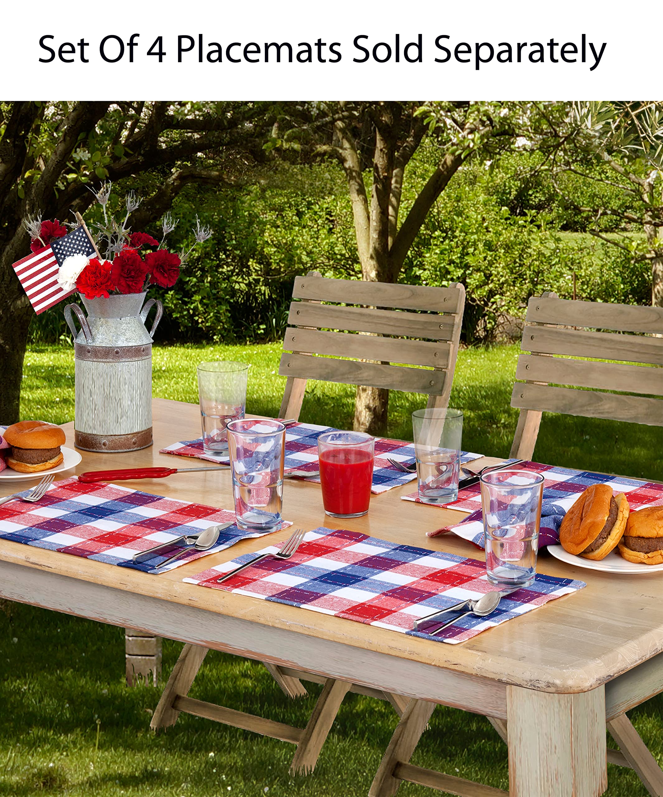 Lintex Home Bargains Plus Country Plaid Americana Rectangle Tablecloth – 52 x 70 Inch Heavyweight Indoor/Outdoor Fabric, Red White and Blue Picnic Table Cover - Image 5