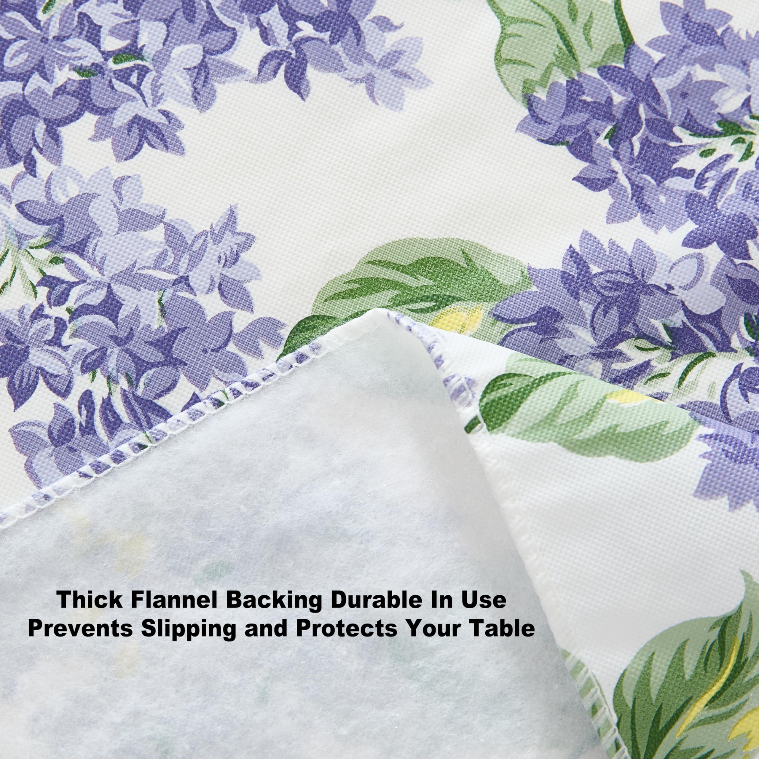 Lintex Lilac Fields Heavy Duty Vinyl Flannel Backed Tablecloth, 60 x 84 inch Rectangle, Purple Lilac Floral Indoor Outdoor Wipe Clean Table Cover for Picnic, Kitchen, Patio, Dining Room - Image 7