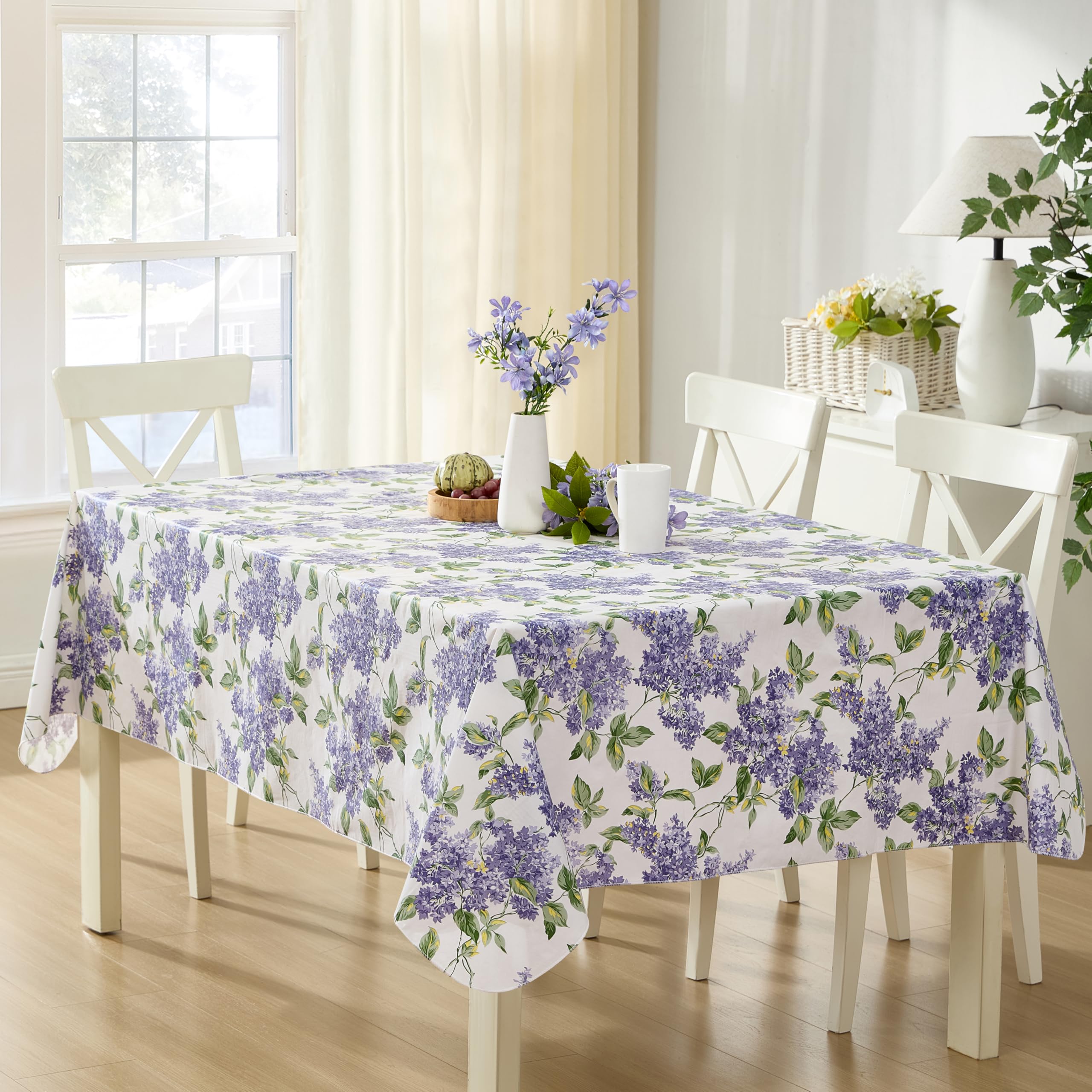 Lintex Lilac Fields Heavy Duty Vinyl Flannel Backed Tablecloth, 60 x 84 inch Rectangle, Purple Lilac Floral Indoor Outdoor Wipe Clean Table Cover for Picnic, Kitchen, Patio, Dining Room - Image 8
