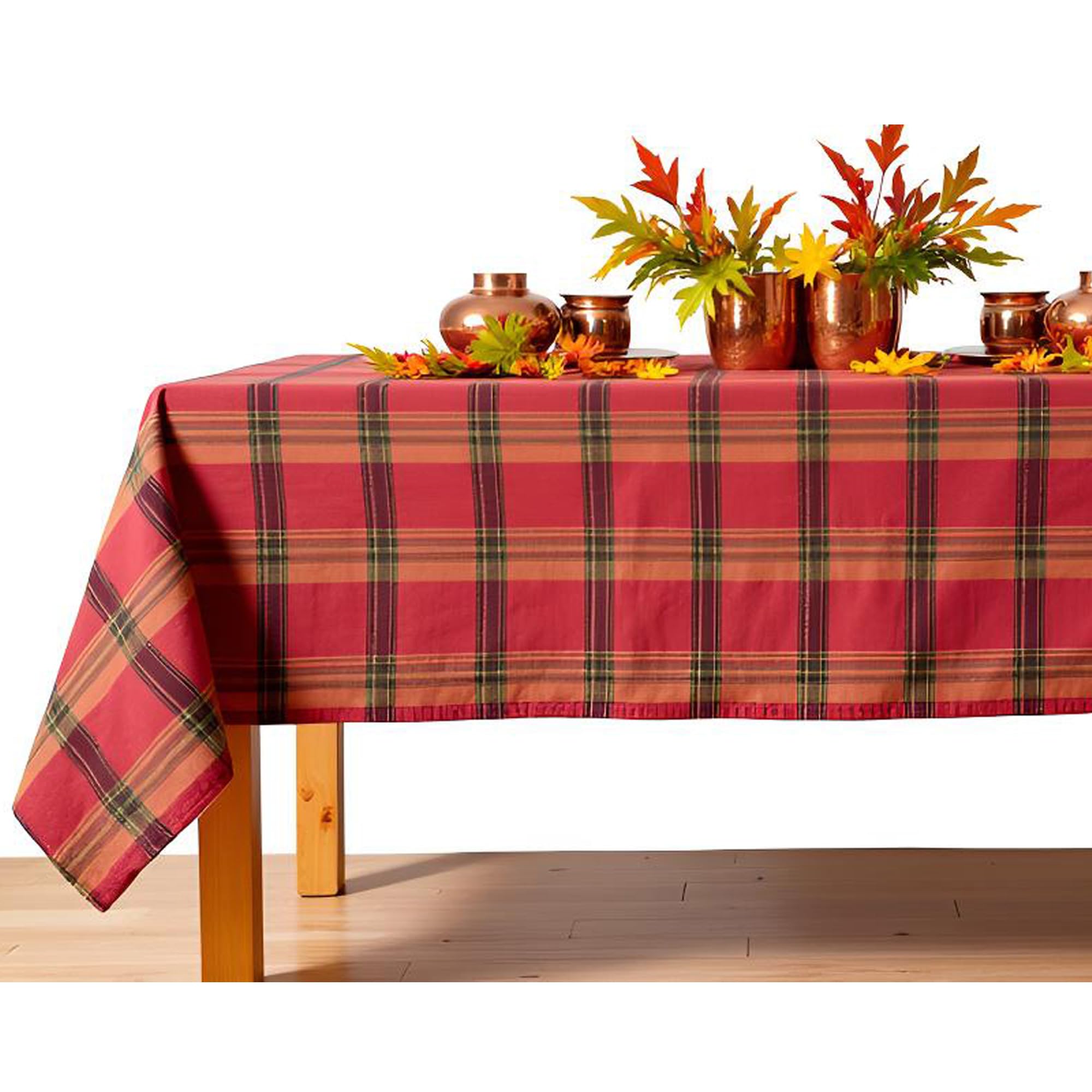 Lintex Spring Lodge Shimmer Plaid Fabric Napkins, Set of 4, Contemporary Copper Metallic Plaid Easy Care Cotton Weave - Image 3