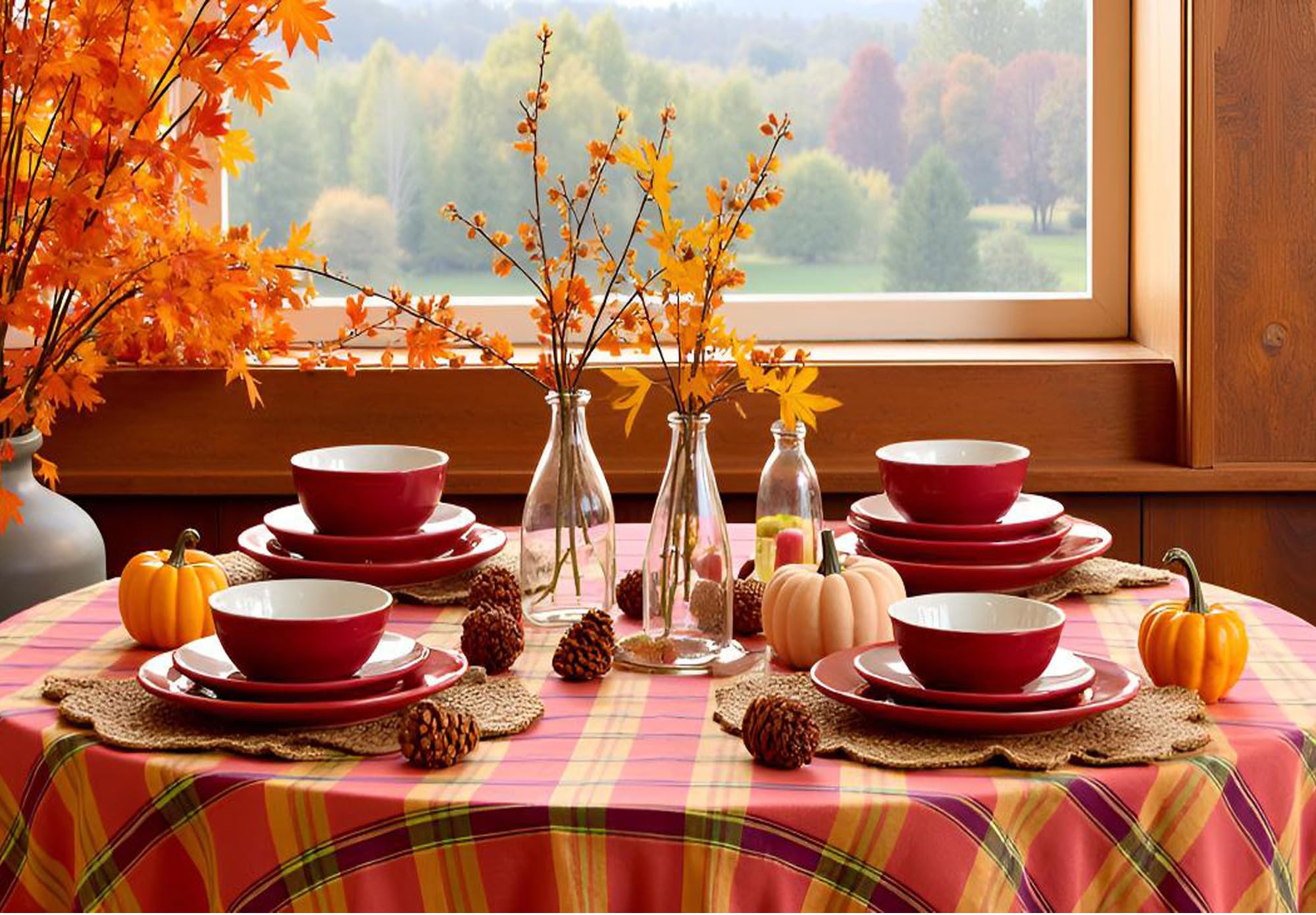 Lintex Spring Lodge Shimmer Plaid Fabric Napkins, Set of 4, Contemporary Copper Metallic Plaid Easy Care Cotton Weave - Image 4