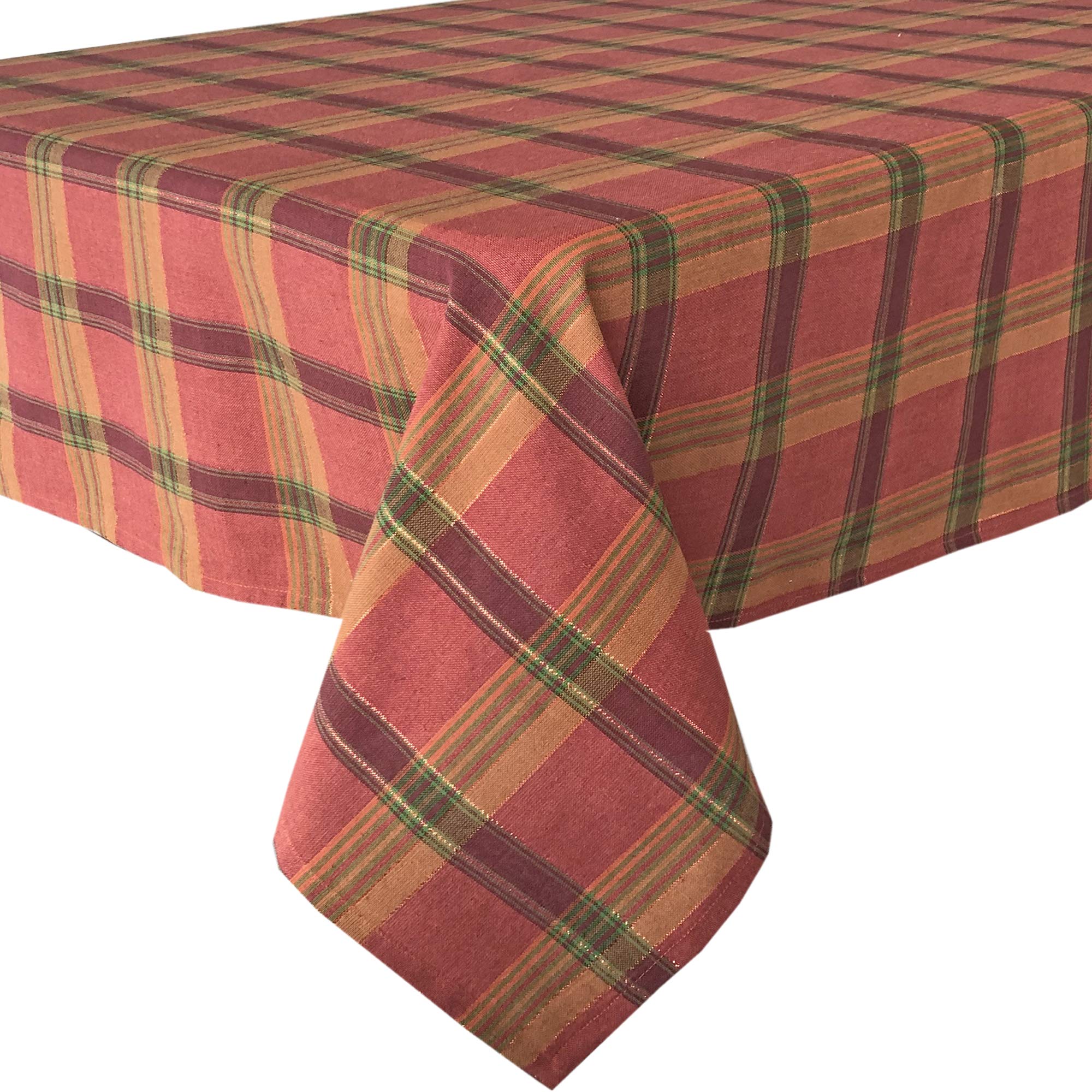 Lintex Spring Lodge Shimmer Plaid Fabric Napkins, Set of 4, Contemporary Copper Metallic Plaid Easy Care Cotton Weave - Image 6