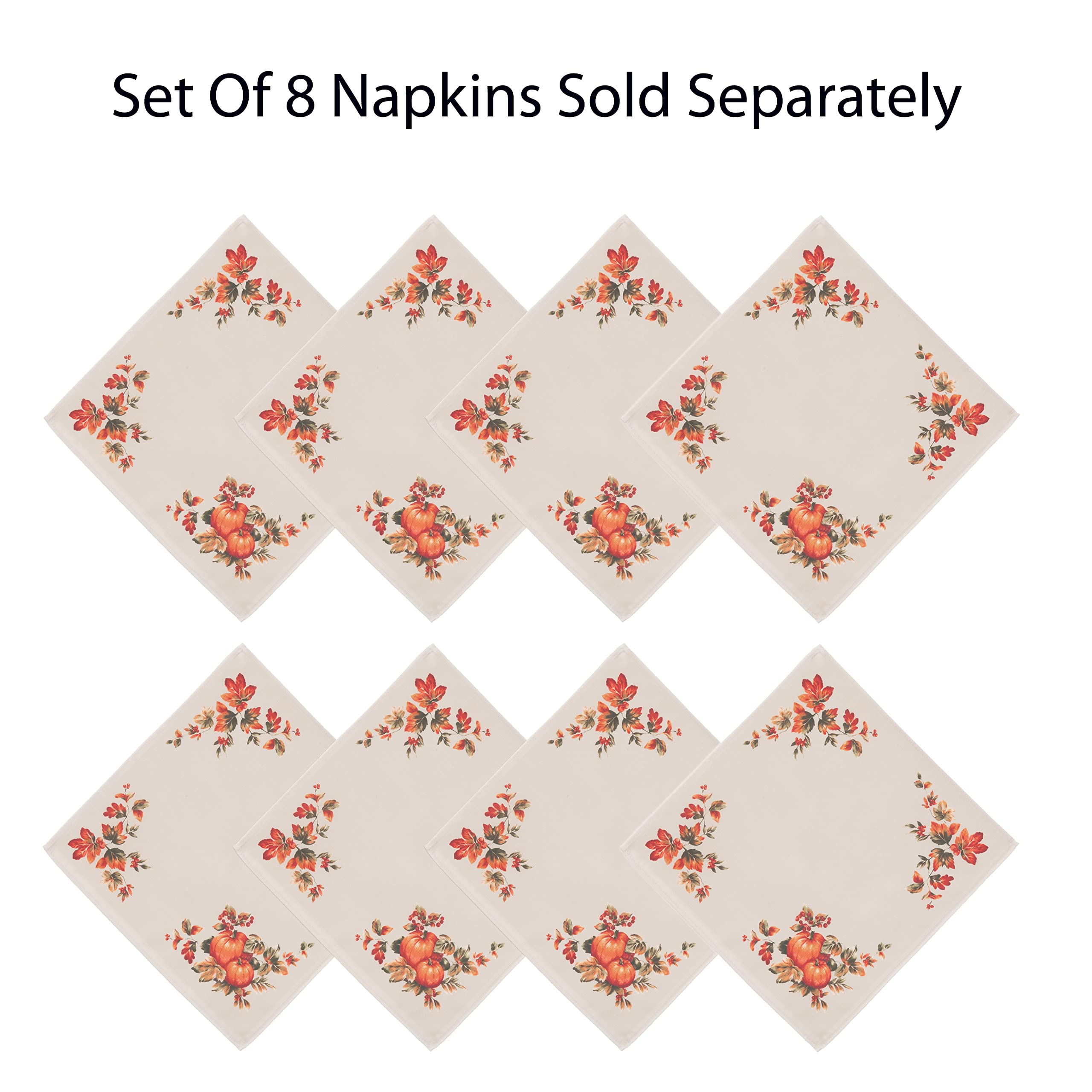 Lintex Thanksgiving Traditions Autumn Harvest Bordered Tablecloth, Fall Leaves and Pumpkin Patch Border Print Easy Care Fabric 52In x 70In Oblong/Rectangle, Oblong/Rectangle - Image 6