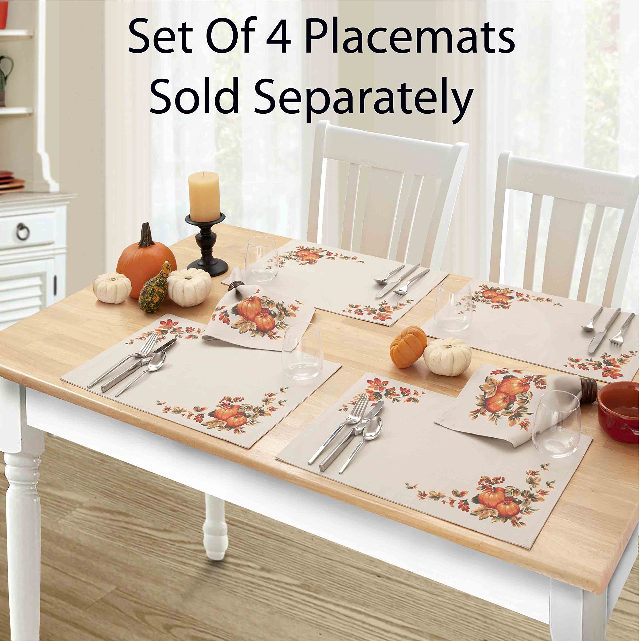 Lintex Thanksgiving Traditions Autumn Harvest Bordered Tablecloth, Fall Leaves and Pumpkin Patch Border Print Easy Care Fabric 52In x 70In Oblong/Rectangle, Oblong/Rectangle - Image 7