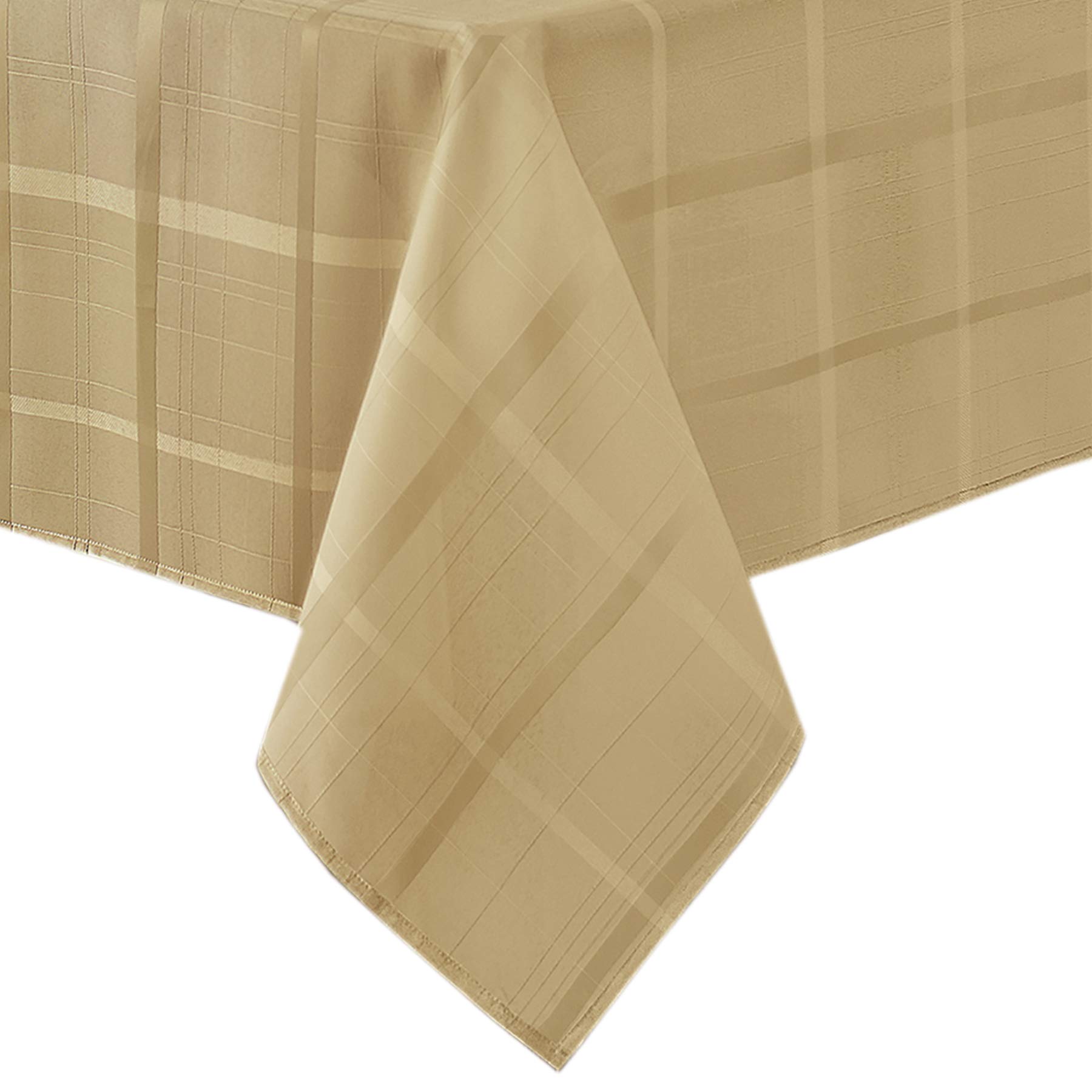 Newbridge 52 x 70 Inch Rectangle Fabric Tablecloth, Elegance Plaid, 100% Polyester, No Iron Soil Resistant Dining Room, Party and Banquet Table Cover, Solid Textured, Ribbon Gold - Image 4