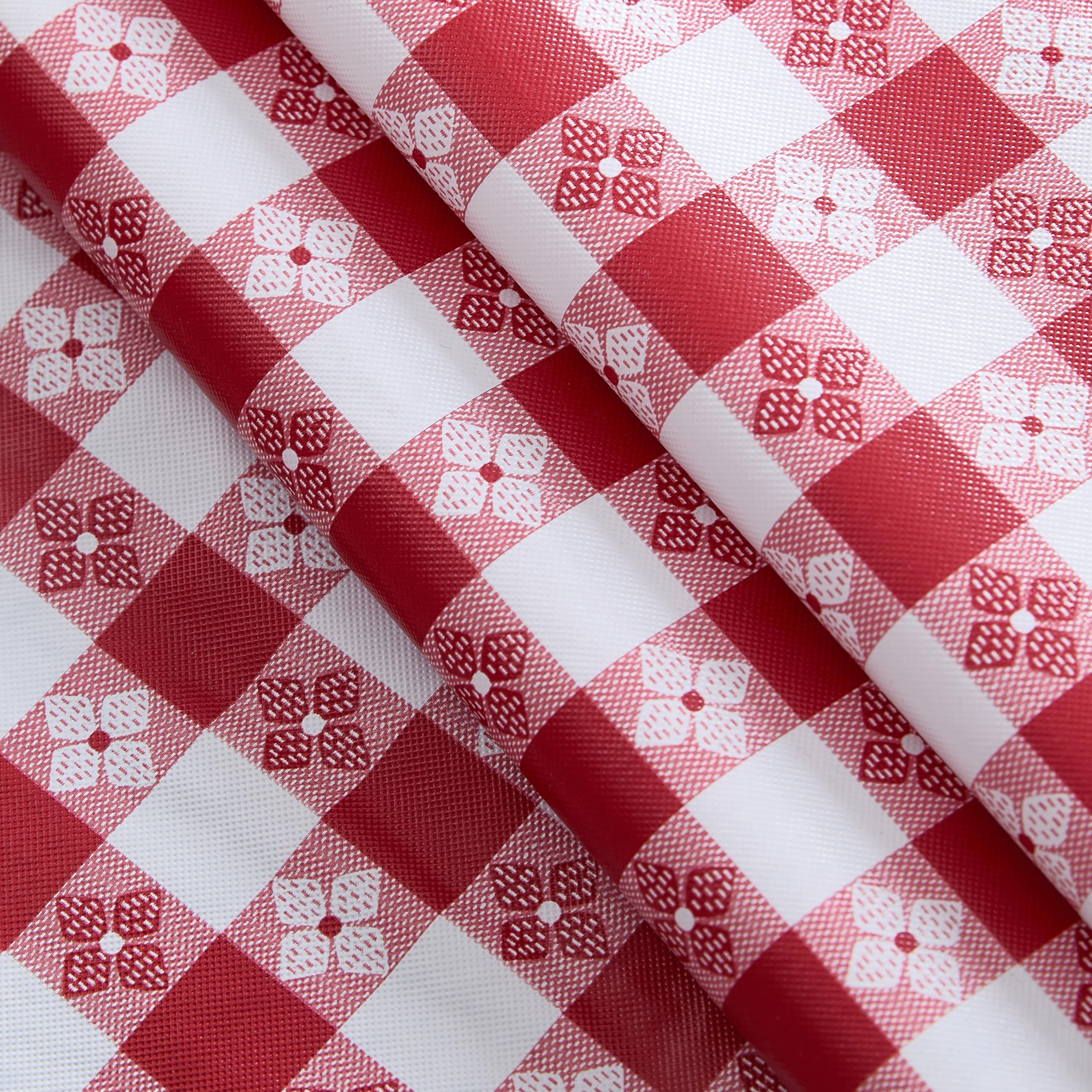 Newbridge 70 Inch Round Vinyl Tablecloth with Flannel Backing, Bistro Tavern Check, Café Checkered Indoor Outdoor Vinyl Table Cover for Picnic, Barbecue and Patio Dining, Red - Image 6