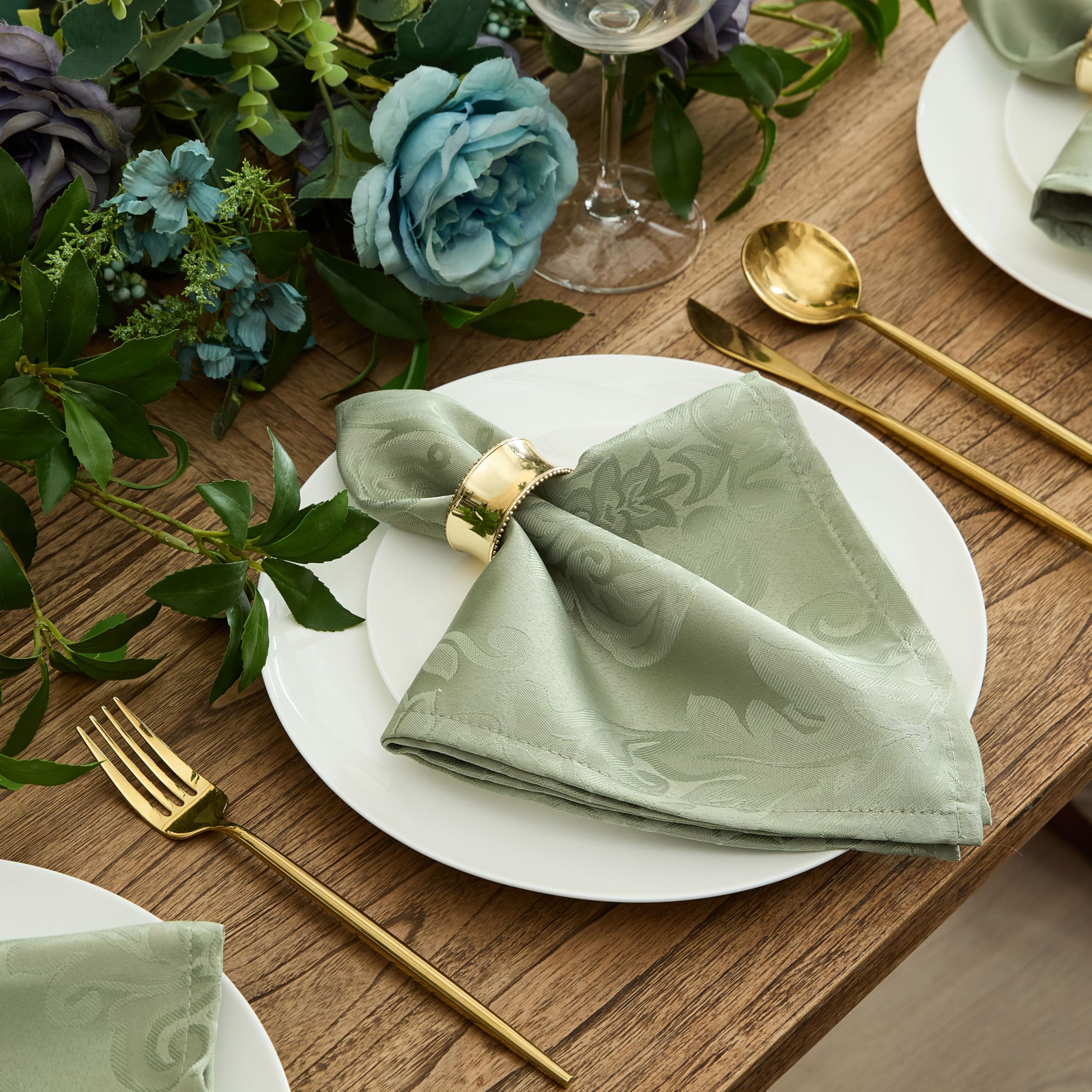 Newbridge Barcelona Damask Fabric Tablecloth, 52 x 70 Inch Rectangle, Sage Green – No Iron, Soil Resistant Table Cover for Dining, Parties and Holidays - Image 8