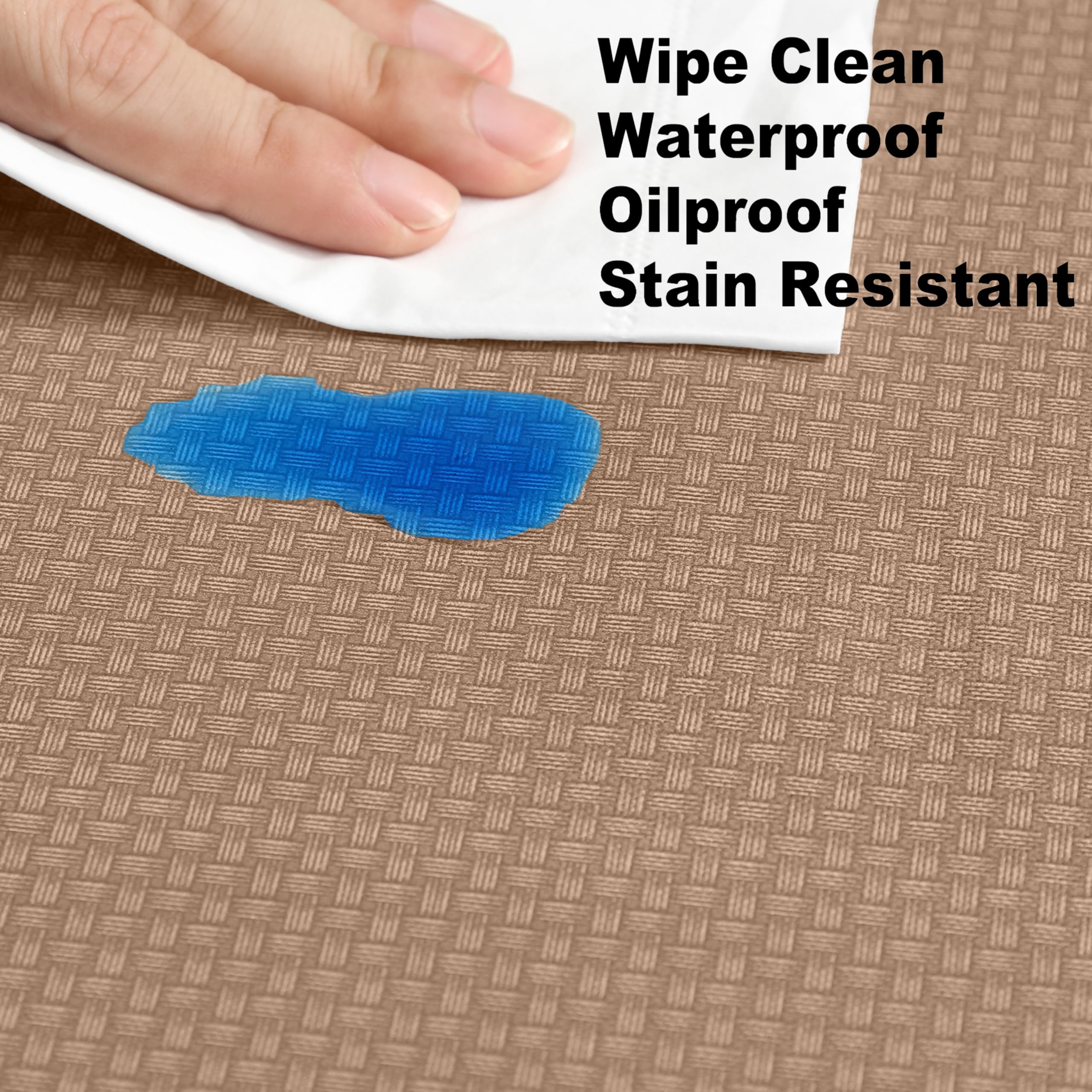 Newbridge Basketweave Vinyl Flannel Backed Tablecloth, 52 x 52 Inch Square, Taupe, Basket Weave Textured Indoor Outdoor Waterproof Table Cover for Patio, Kitchen, Dining - Image 6