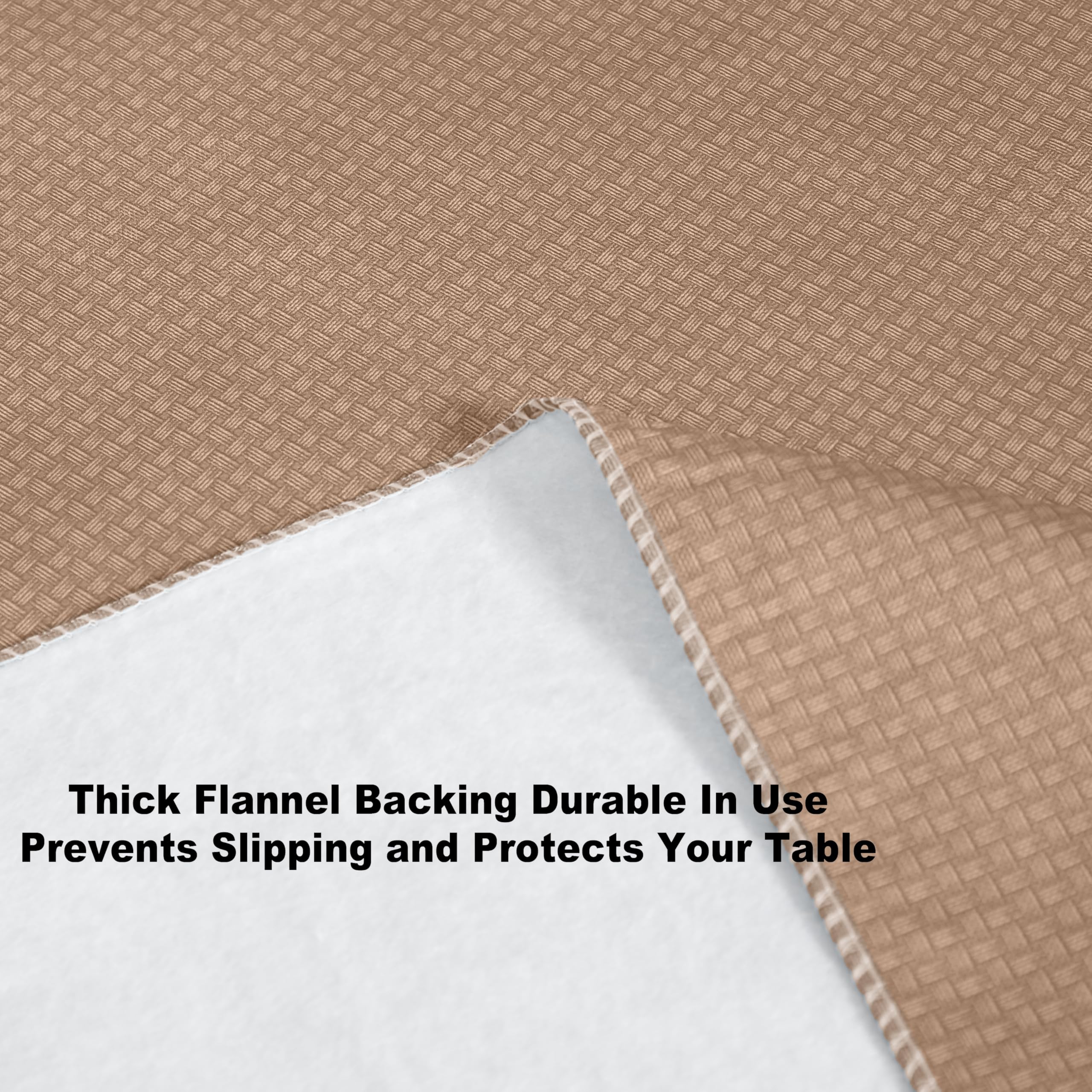 Newbridge Basketweave Vinyl Flannel Backed Tablecloth, 52 x 52 Inch Square, Taupe, Basket Weave Textured Indoor Outdoor Waterproof Table Cover for Patio, Kitchen, Dining - Image 7