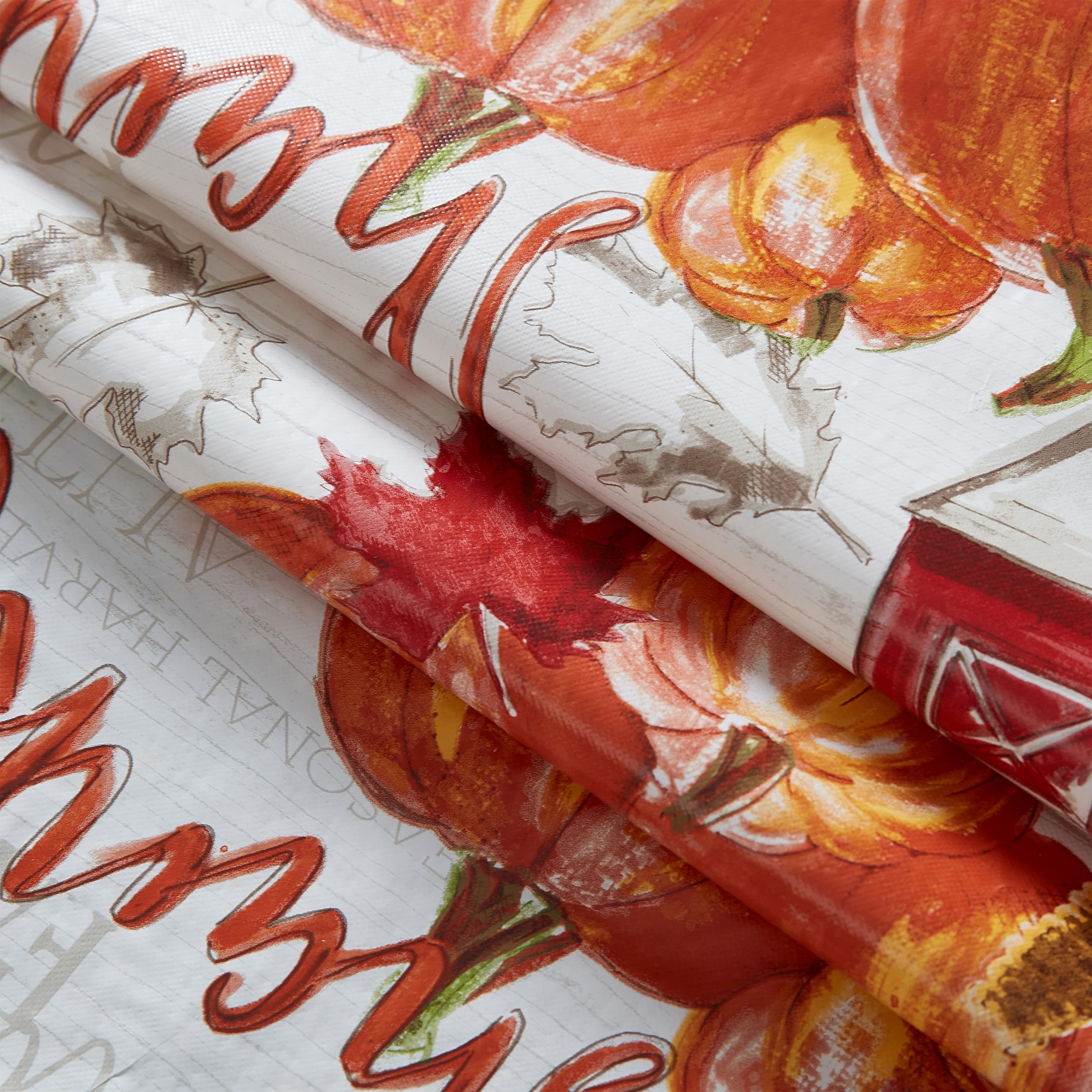 Newbridge Blessed Harvest Thanksgiving Vinyl Tablecloth with Flannel Backing Rustic Fall Farm Pumpkin Print, Easy Care Wipe Clean, 52 x 52 Inch Square - Image 5