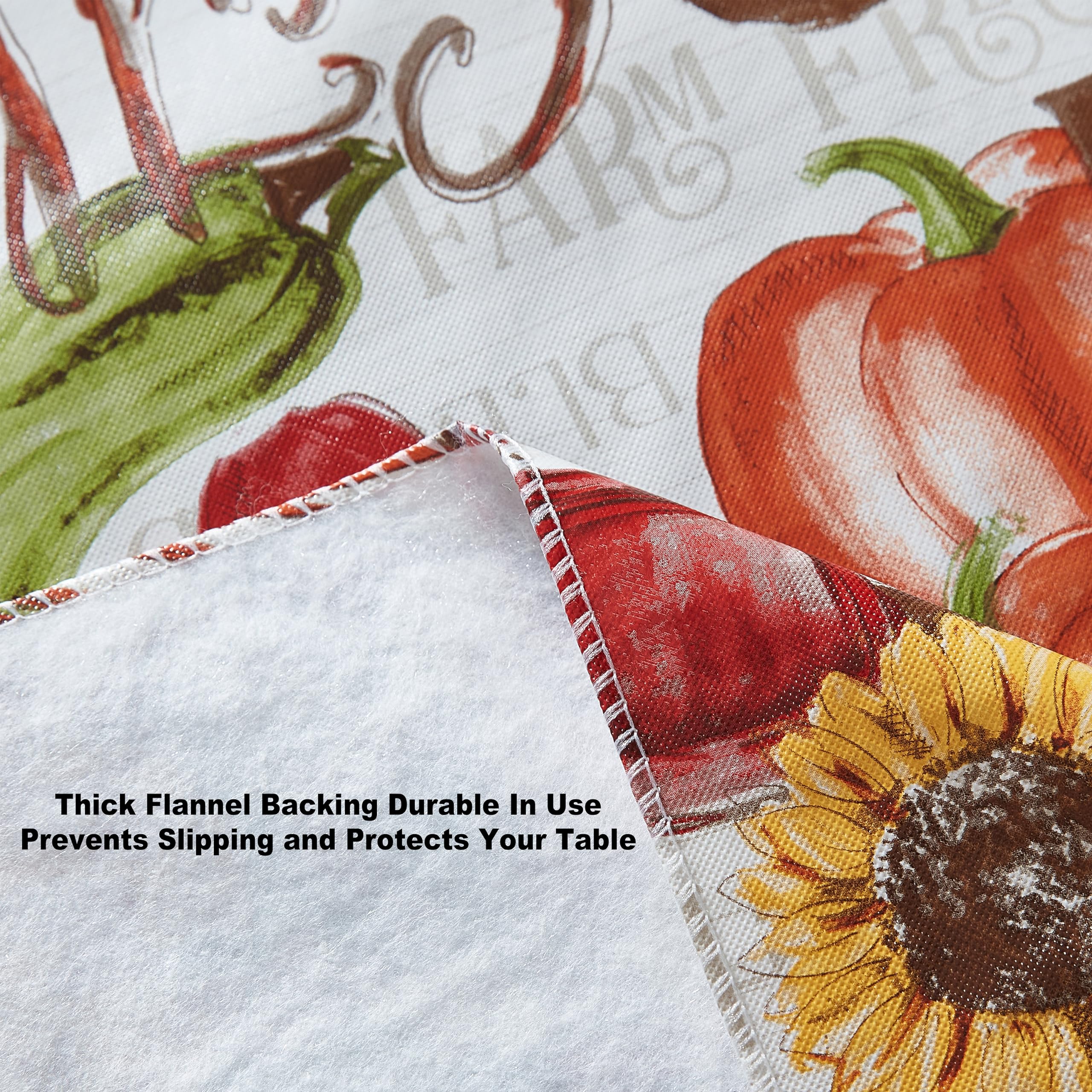 Newbridge Blessed Harvest Thanksgiving Vinyl Tablecloth with Flannel Backing Rustic Fall Farm Pumpkin Print, Easy Care Wipe Clean, 52 x 52 Inch Square - Image 6