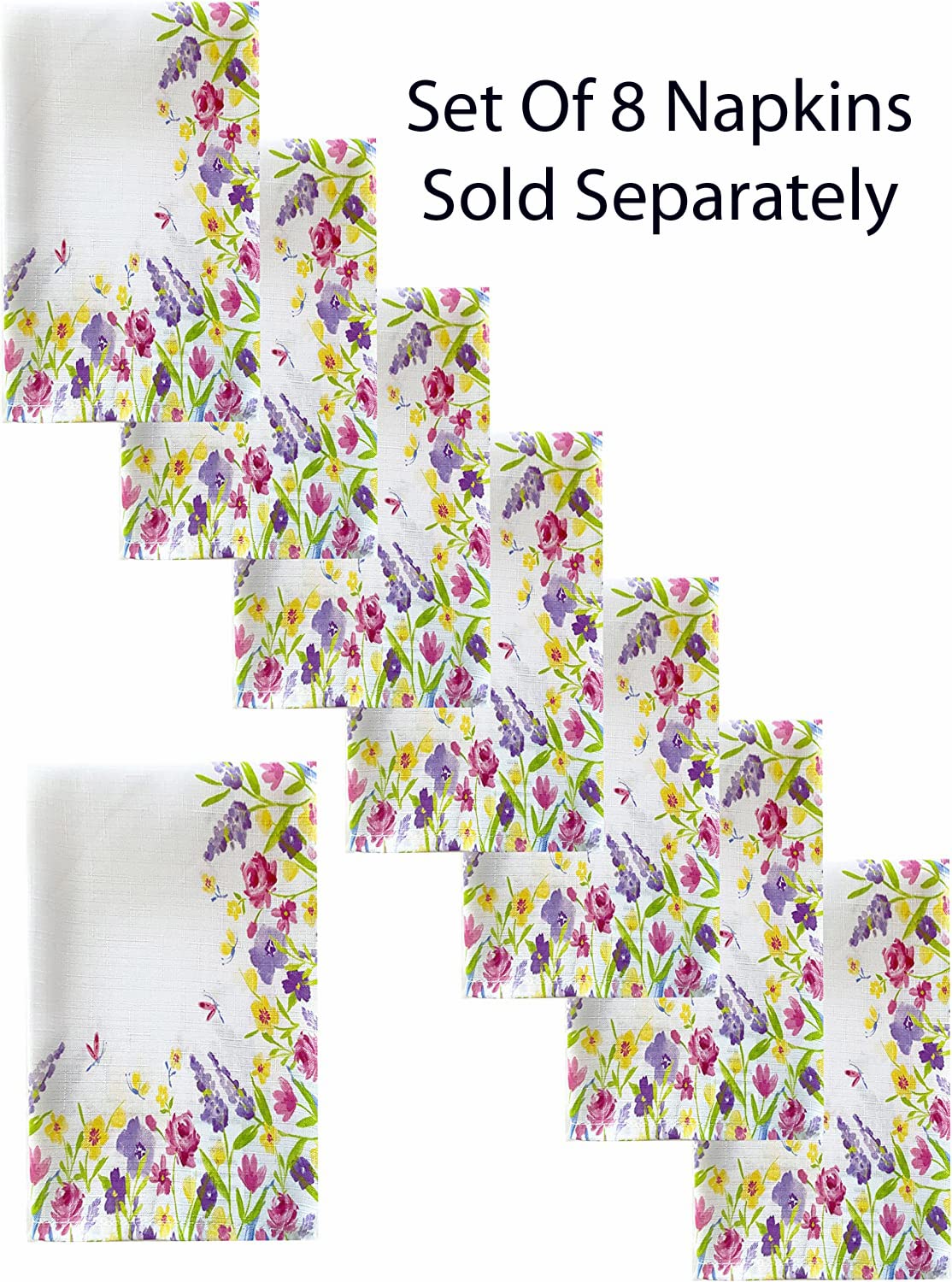 Newbridge Blooming Petals 52 x 70 Inch Rectangle Fabric Tablecloth, Easy Care and Stain Resistant Bordered Table Cover, Pink Green and Blue Spring Floral Blooms - Image 5