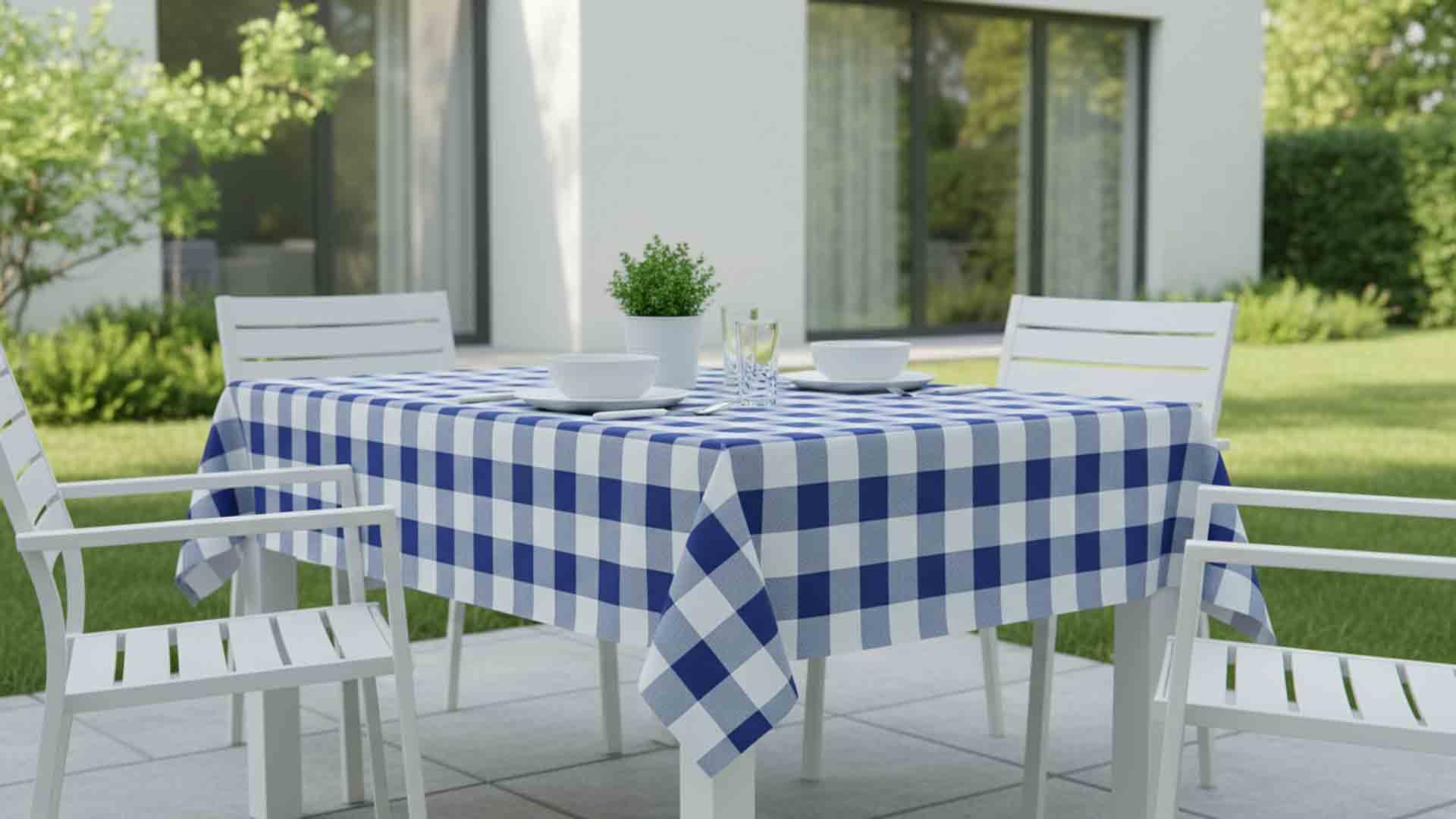 Newbridge Blue Buffalo Check Rectangle Vinyl Tablecloth with Flannel Backing, 52 x 70 Inch, Checkered Indoor Outdoor Vinyl Waterproof Picnic and BBQ Table Cover, Cottage Gingham Print - Image 3