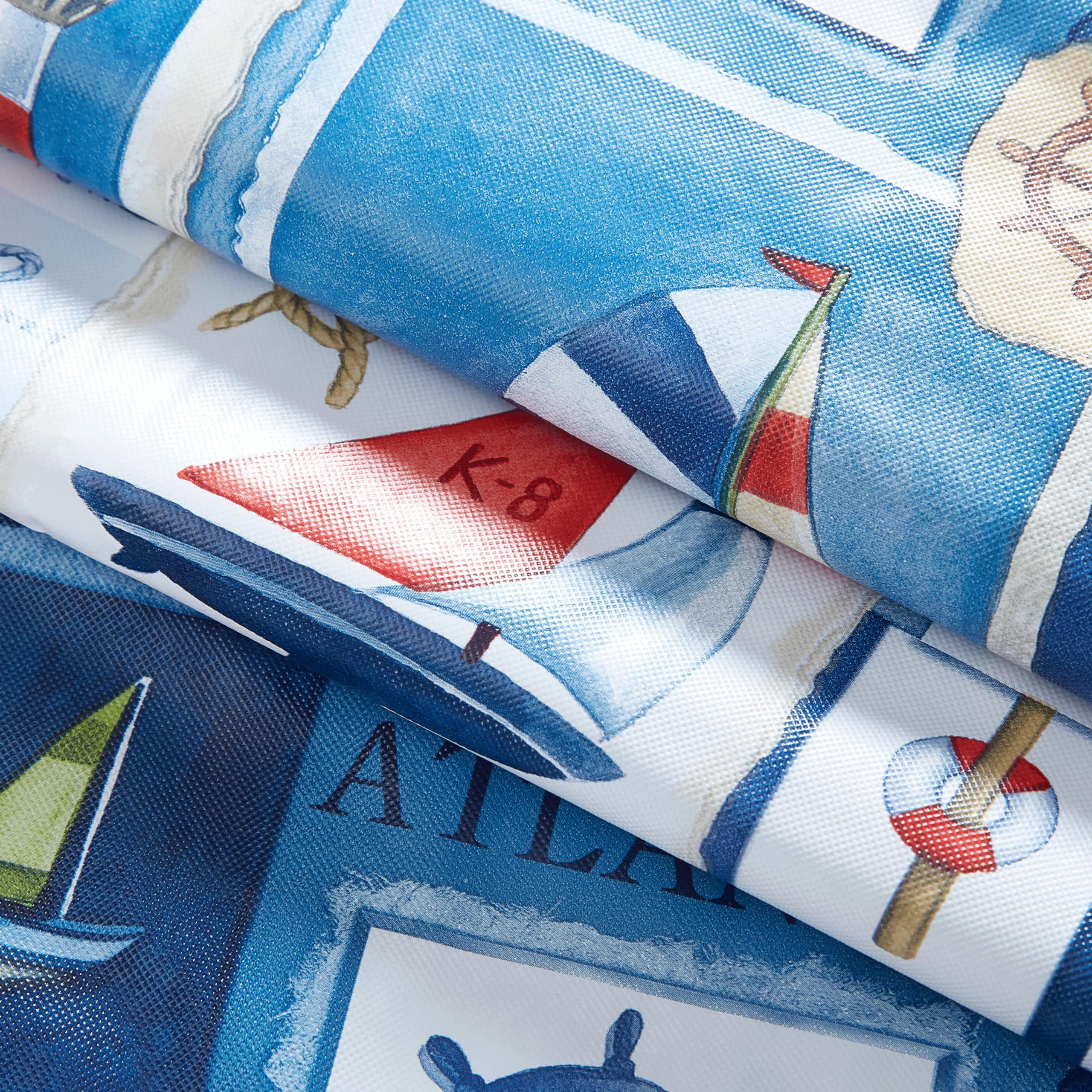 Newbridge Blue Nautical Sailboats and Lighthouses 52 x 70 Inch Rectangle Vinyl Flannel Backed Tablecloth, Patchwork Indoor Outdoor Holiday Dining Vinyl Flannel Backed Table Cover - Image 8