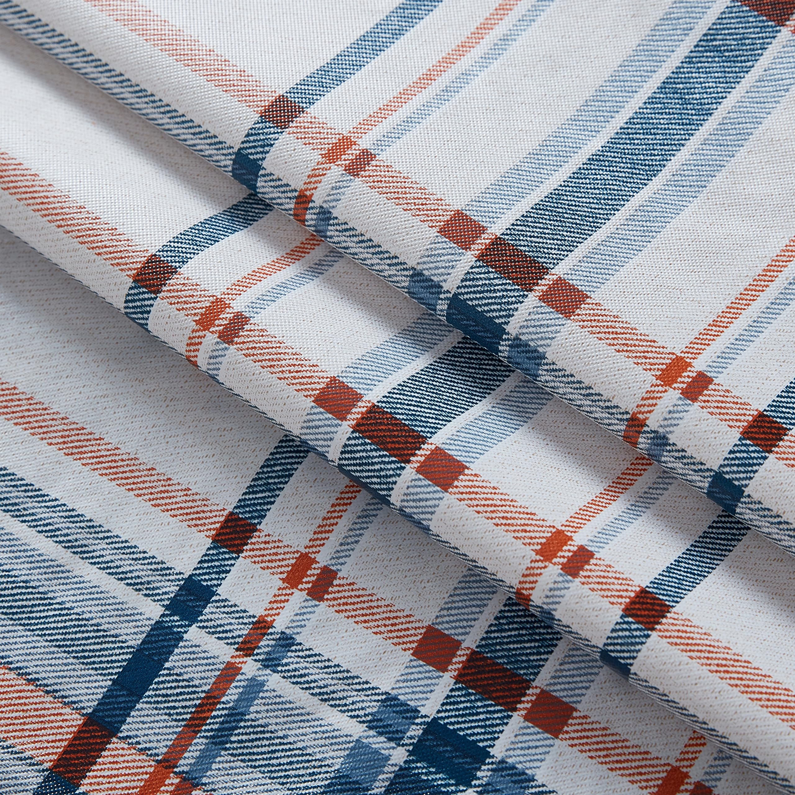 Newbridge Blue Rustic Mountain Plaid Vinyl Tablecloth with Flannel Backing, 52 x 52 Inch Square – Stonewashed Blue & Rust Country Plaid Easy Care Dining Table Cover - Image 8