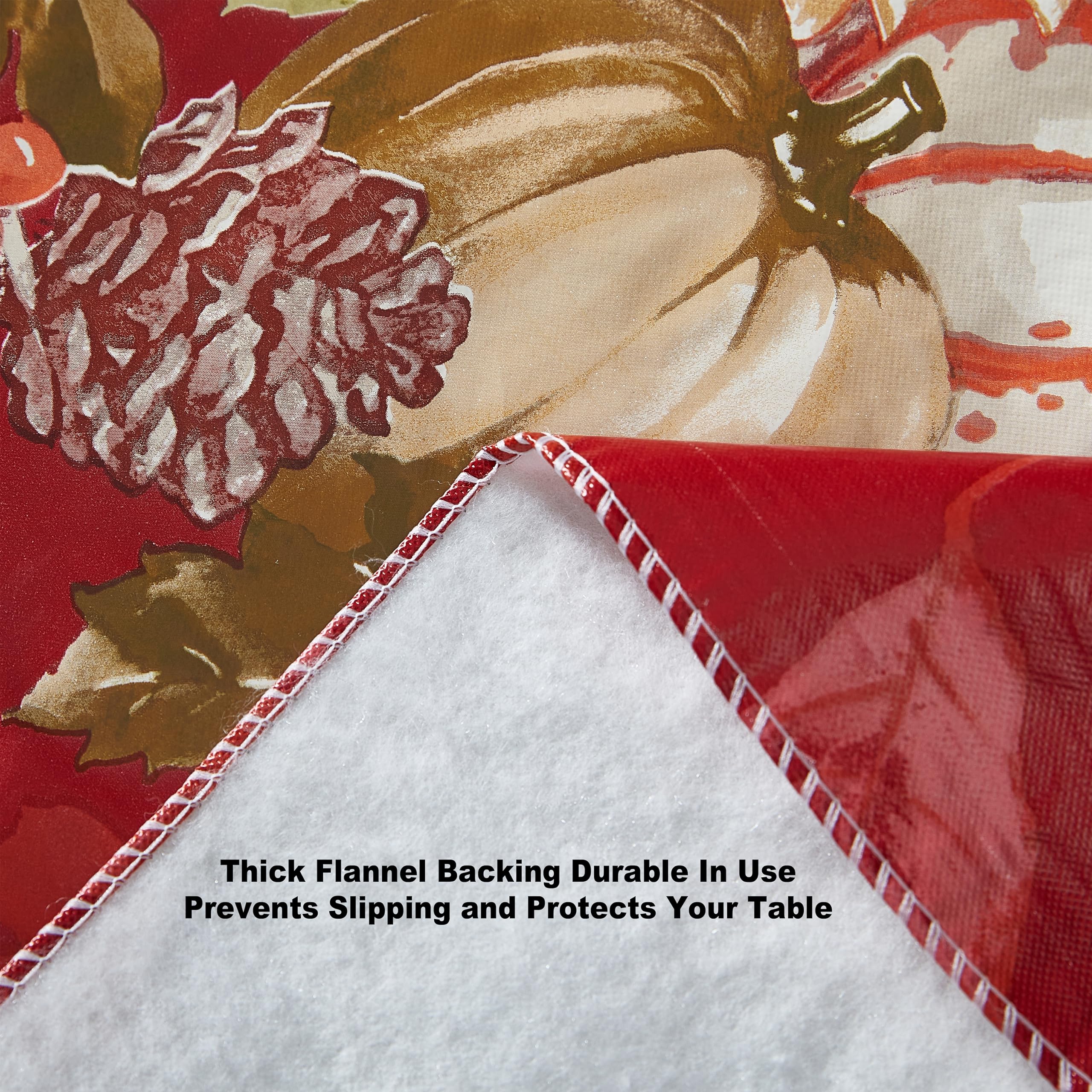 Newbridge Bountiful Fall Harvest Vinyl Flannel Backed Autumn Tablecloth – Pumpkin Sunflower Leaf Border Thanksgiving Country Cottage Easy Care, 52 x 52 Inch Square Table Cover - Image 7