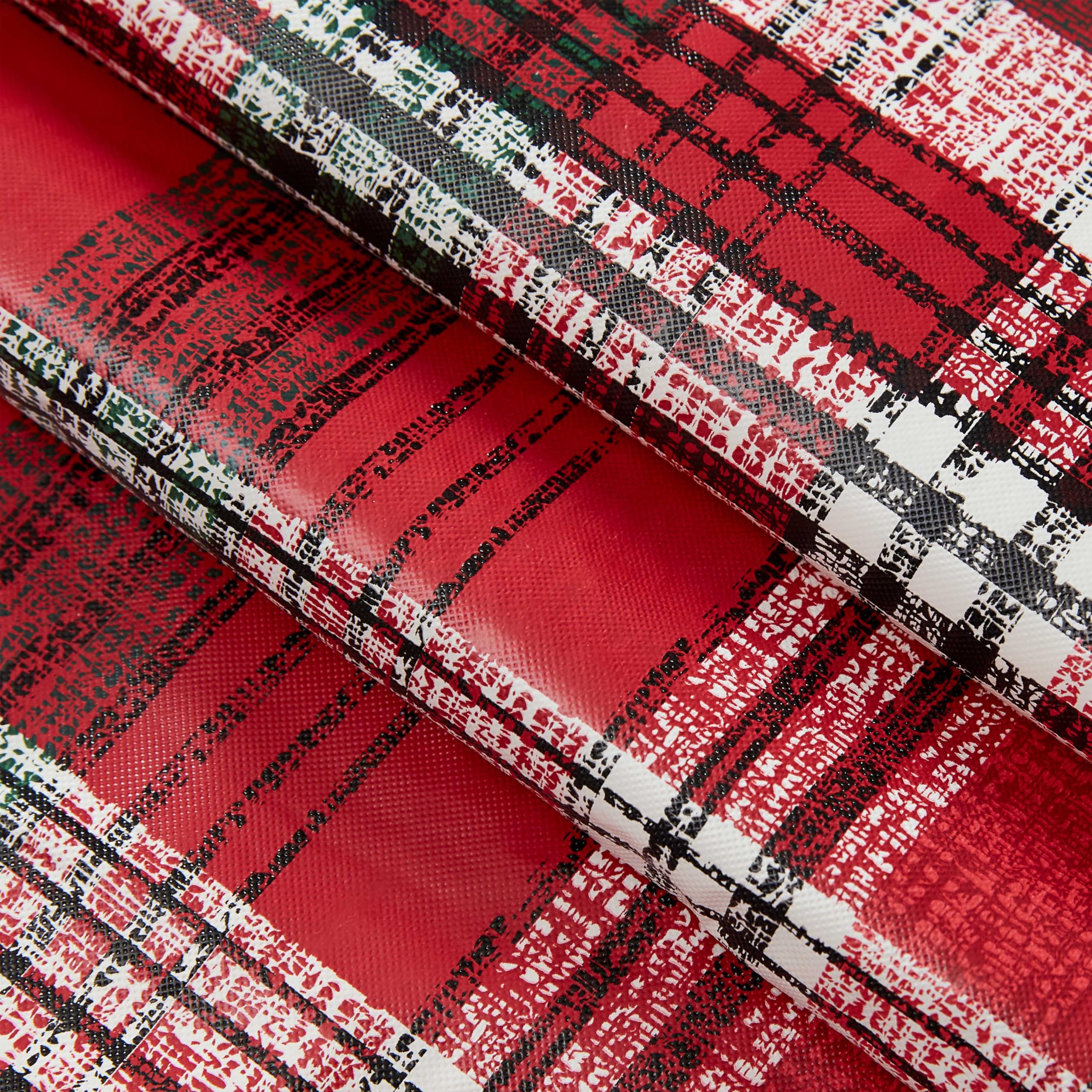 Newbridge Burke Tartan Christmas Red & Green Plaid 52 x 52 Inch Square Vinyl Tablecloth with Flannel Backing – Classic Holiday Tartan Easy-Care Wipe Clean Table Cover - Image 5