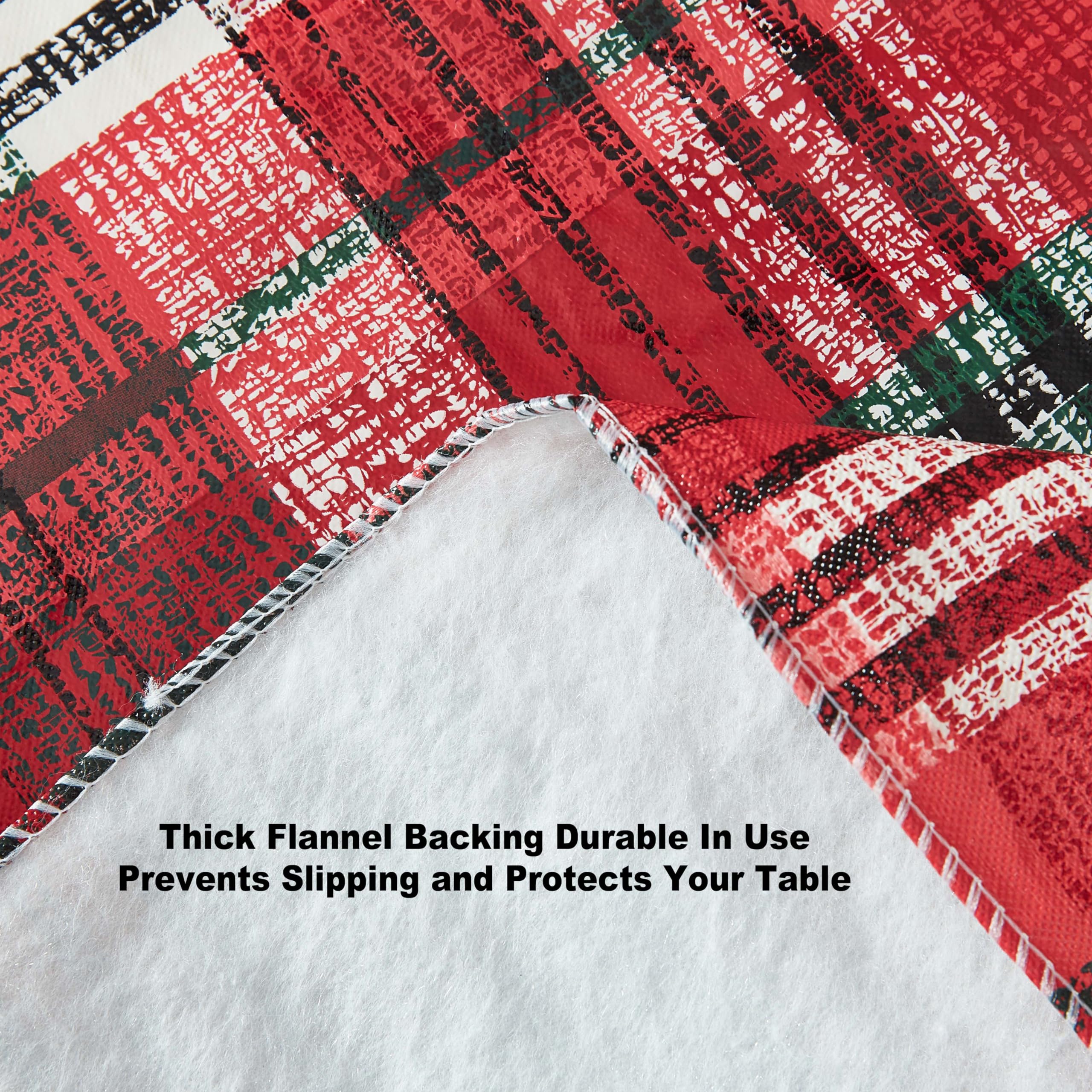 Newbridge Burke Tartan Christmas Red & Green Plaid 52 x 52 Inch Square Vinyl Tablecloth with Flannel Backing – Classic Holiday Tartan Easy-Care Wipe Clean Table Cover - Image 8