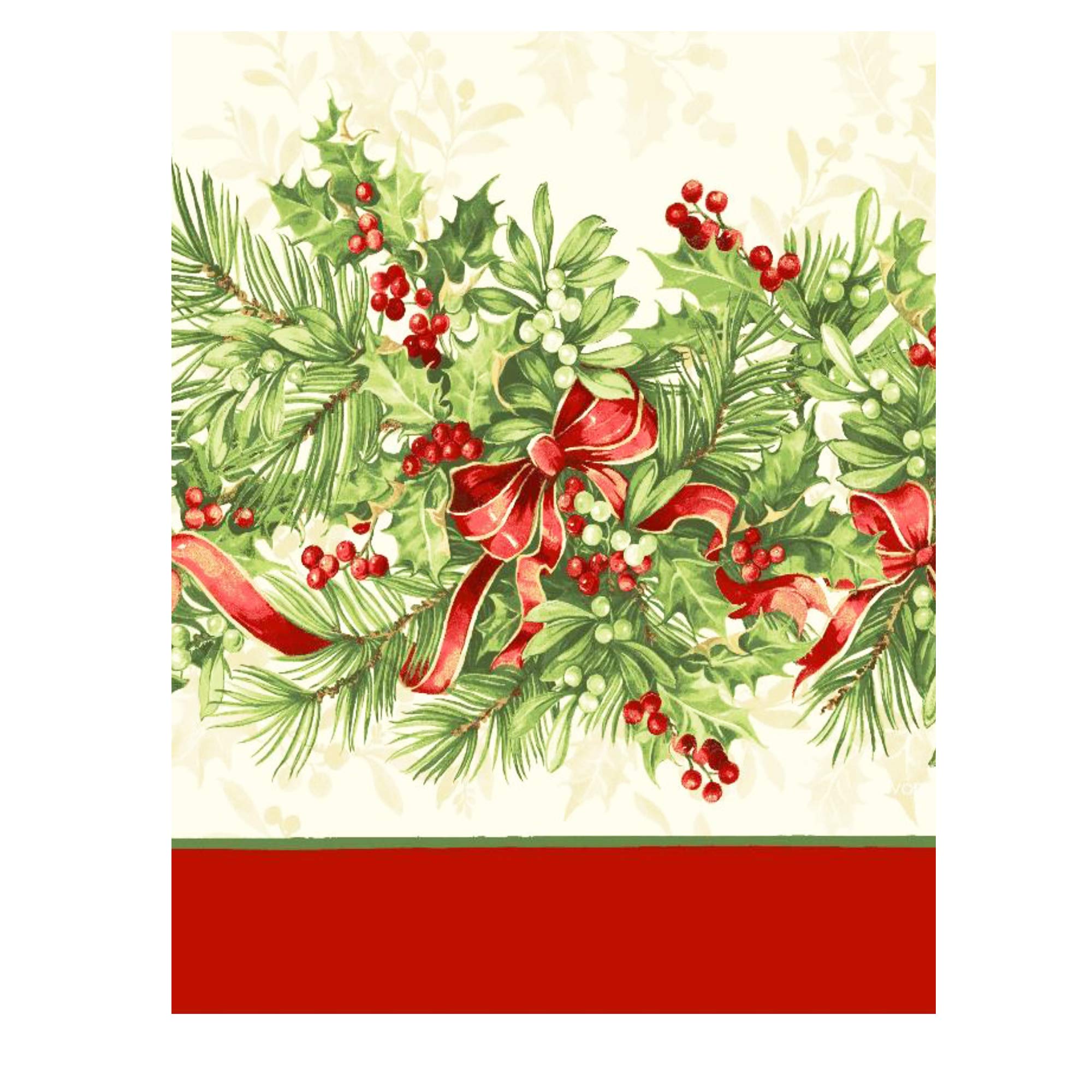 Newbridge Christmas Holly Ribbon Traditions Bordered 52 x 70 Inch Rectangle Fabric Tablecloth, Boughs of Holly and Berry Ribbon Garland Dining Table Cover for Holiday Party - Image 8