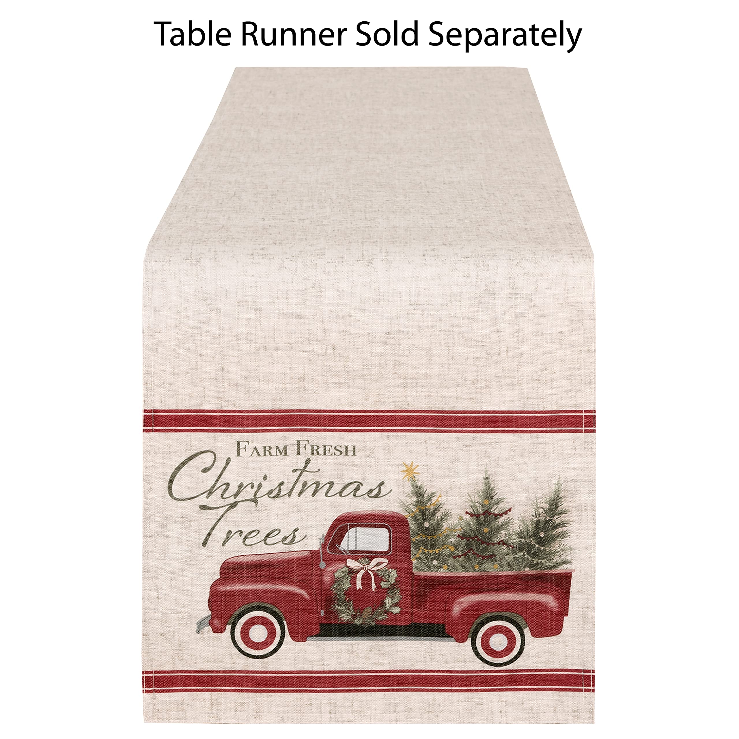 Newbridge Christmas Pine Hill Tree Farm Set of 8 Fabric Napkins, Nostalgic Retro Holiday Country Farm Truck No Iron and Stain Resistant Napkins for Party, Banquet and Buffet - Image 3