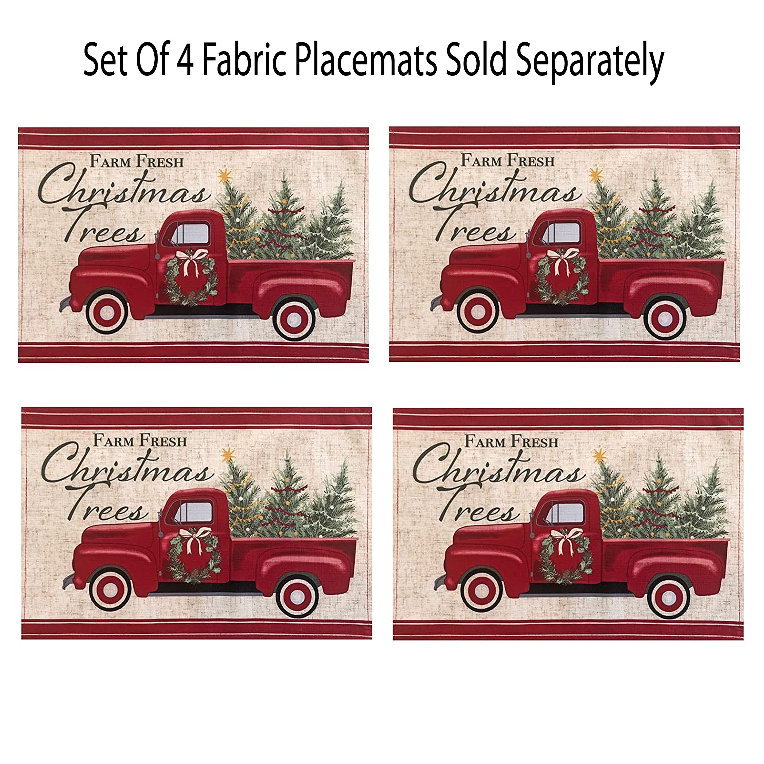 Newbridge Christmas Pine Hill Tree Farm Set of 8 Fabric Napkins, Nostalgic Retro Holiday Country Farm Truck No Iron and Stain Resistant Napkins for Party, Banquet and Buffet - Image 4