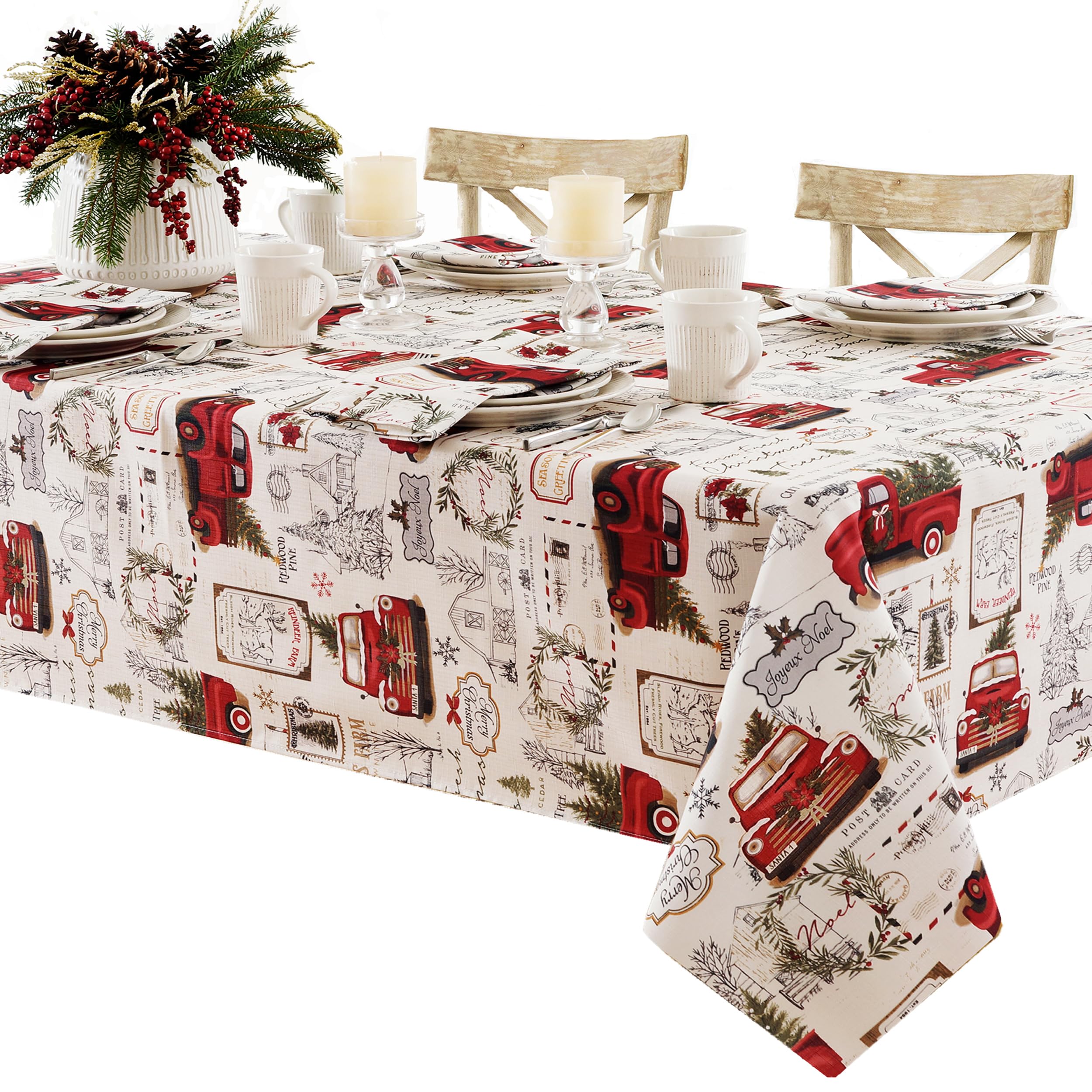 Newbridge Christmas Pine Hill Tree Farm Set of 8 Fabric Napkins, Nostalgic Retro Holiday Country Farm Truck No Iron and Stain Resistant Napkins for Party, Banquet and Buffet - Image 7