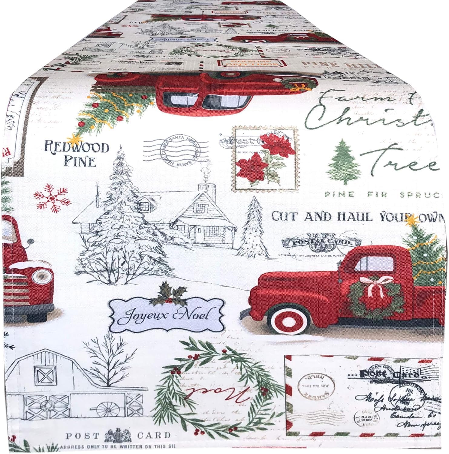 Newbridge Christmas Pine Hill Tree Farm Set of 8 Fabric Napkins, Nostalgic Retro Holiday Country Farm Truck No Iron and Stain Resistant Napkins for Party, Banquet and Buffet - Image 9