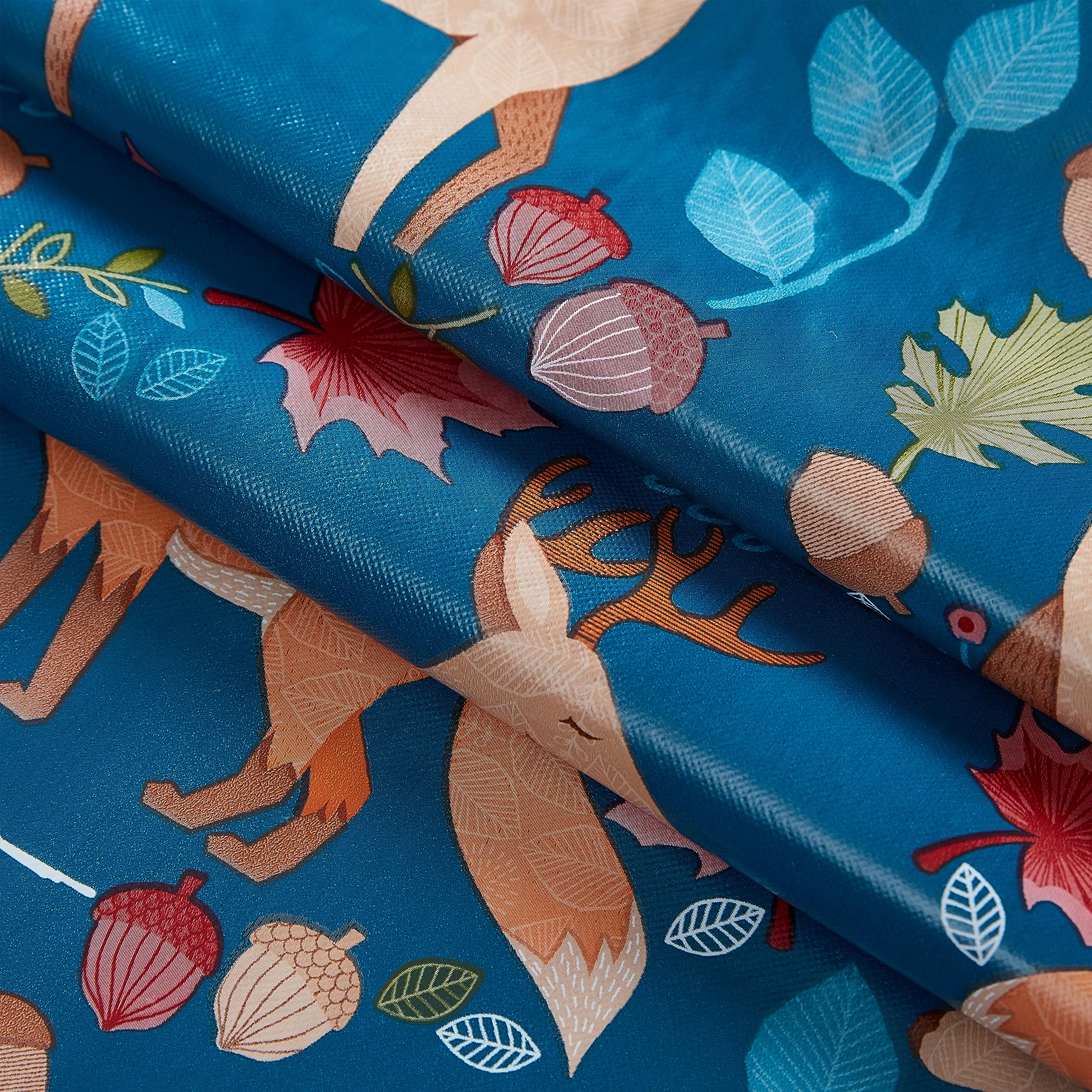 Newbridge Christmas Woodland Critters 52 x 52 Inch Square Vinyl Tablecloth with Flannel Backing, Squirrels Deer and Owl Winter Wreath Easy Care Holiday Table Cover for Christmas Parties - Image 6