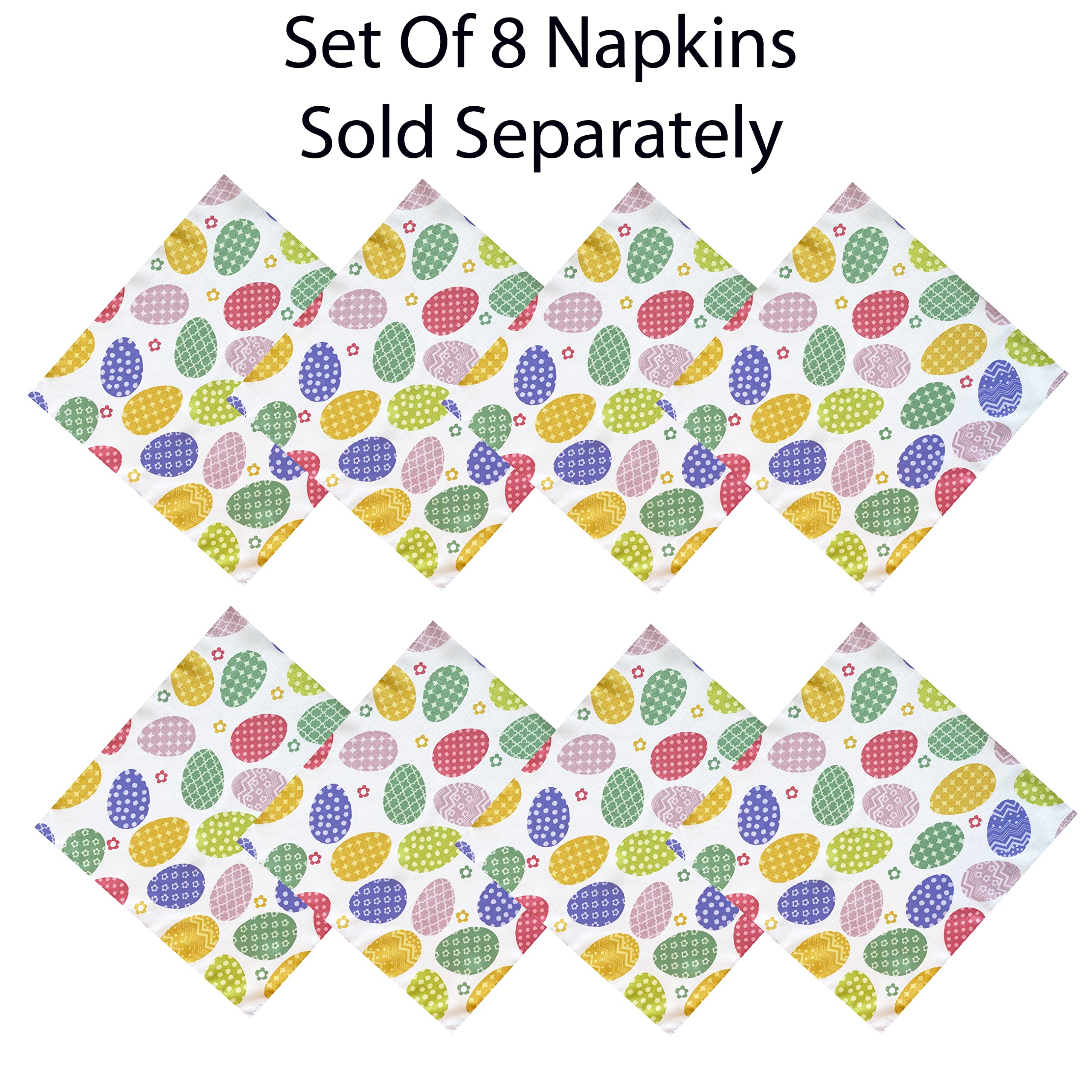 Newbridge Colored Easter Egg Hunt Fabric Tablecloth, Polka Dot and Floral Easter Eggs Winkle Free and Stain Resistant Spring Tablecloth, 70” Round - Image 4