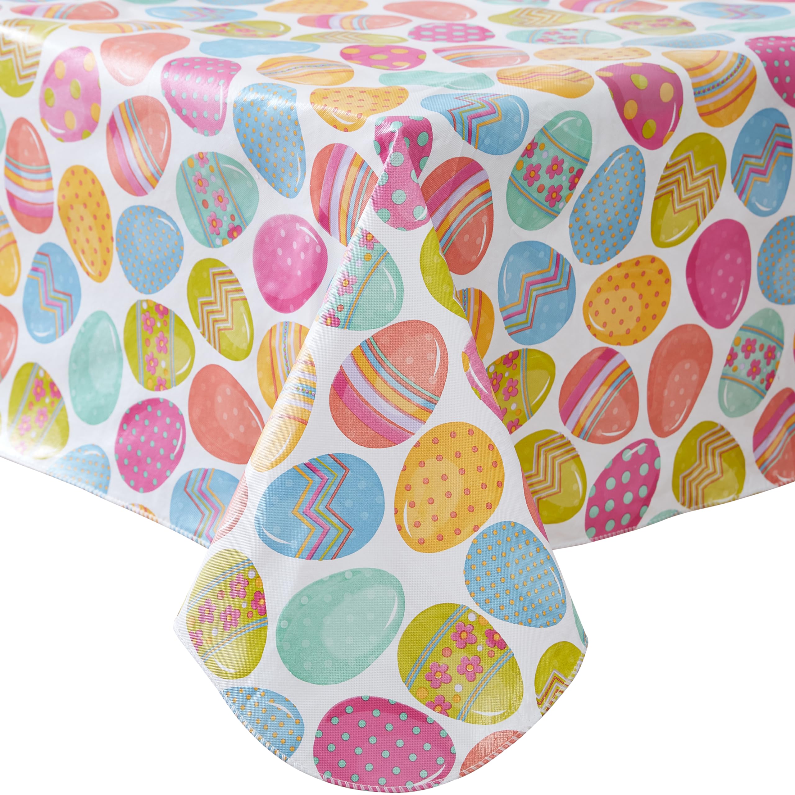 Newbridge Easter Egg Color Explosion Vinyl Flannel Backed Tablecloth, Cheerful Spring Easy Care Vinyl Tablecloth with Flannel Backing, 52 x 52 inch Square - Image 6